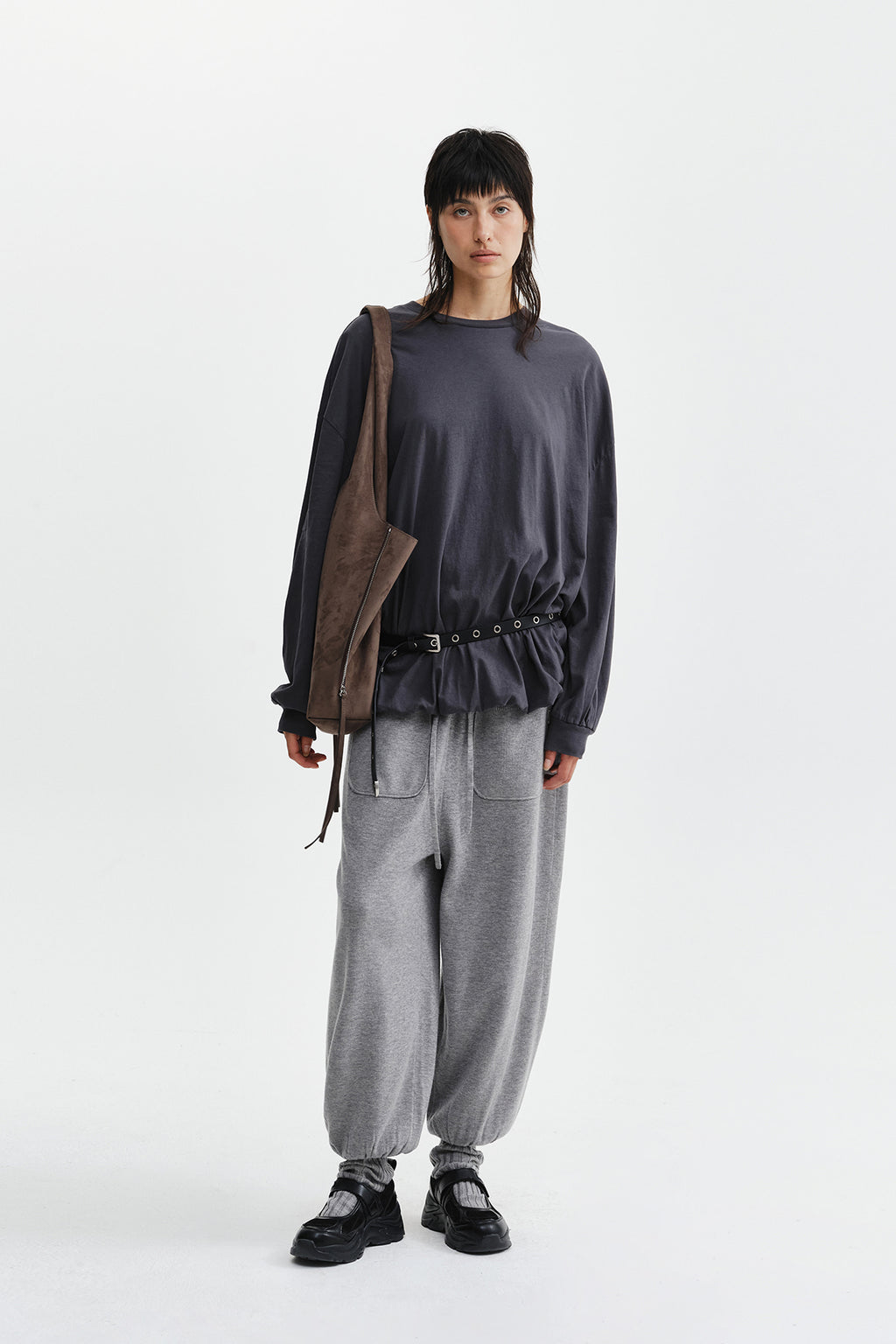 Matin Kim - Leg Warmer Knit Jogger Pants (Grey) product image 9 | TRAB K-Fashion Australia