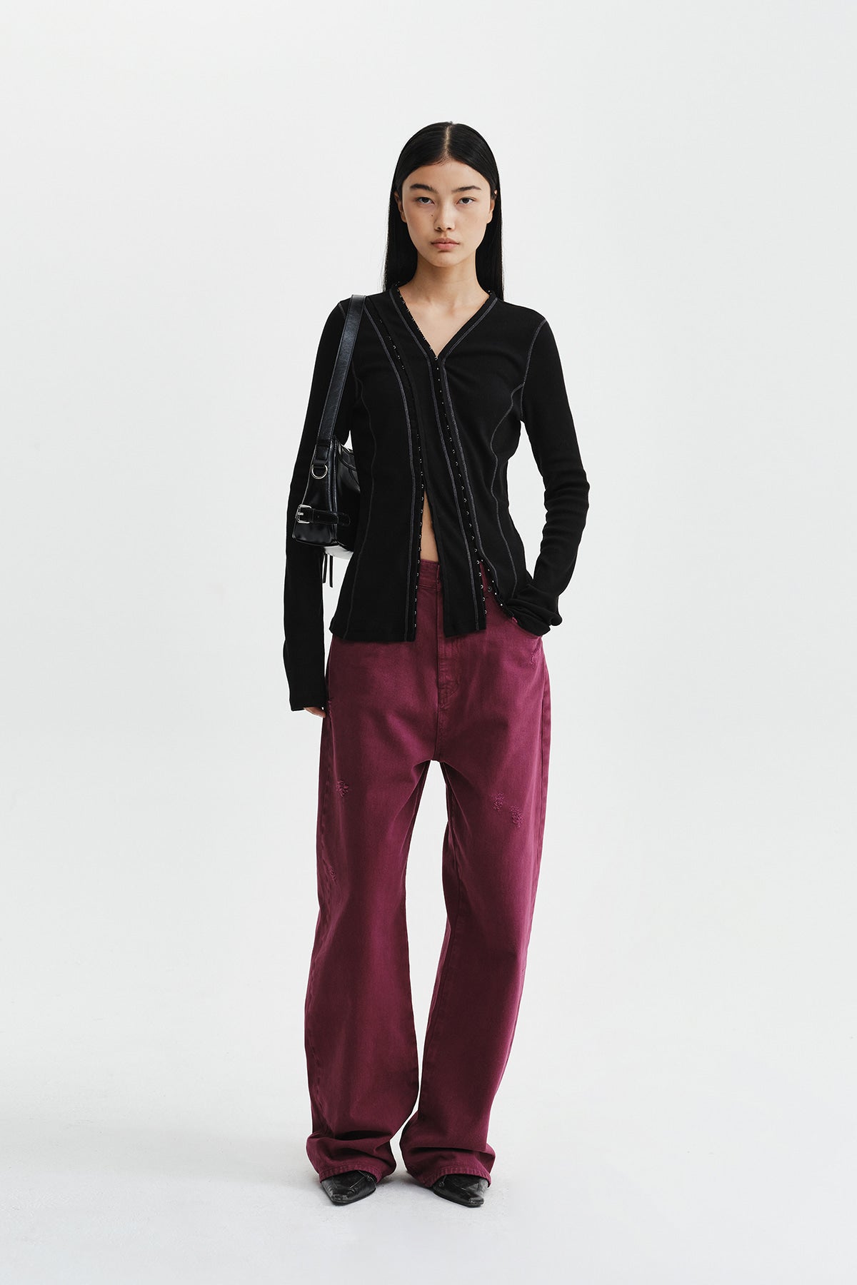 Matin Kim - Multi Styling Hook Detail Slim Top (Black) product image 9 | TRAB K-Fashion Australia