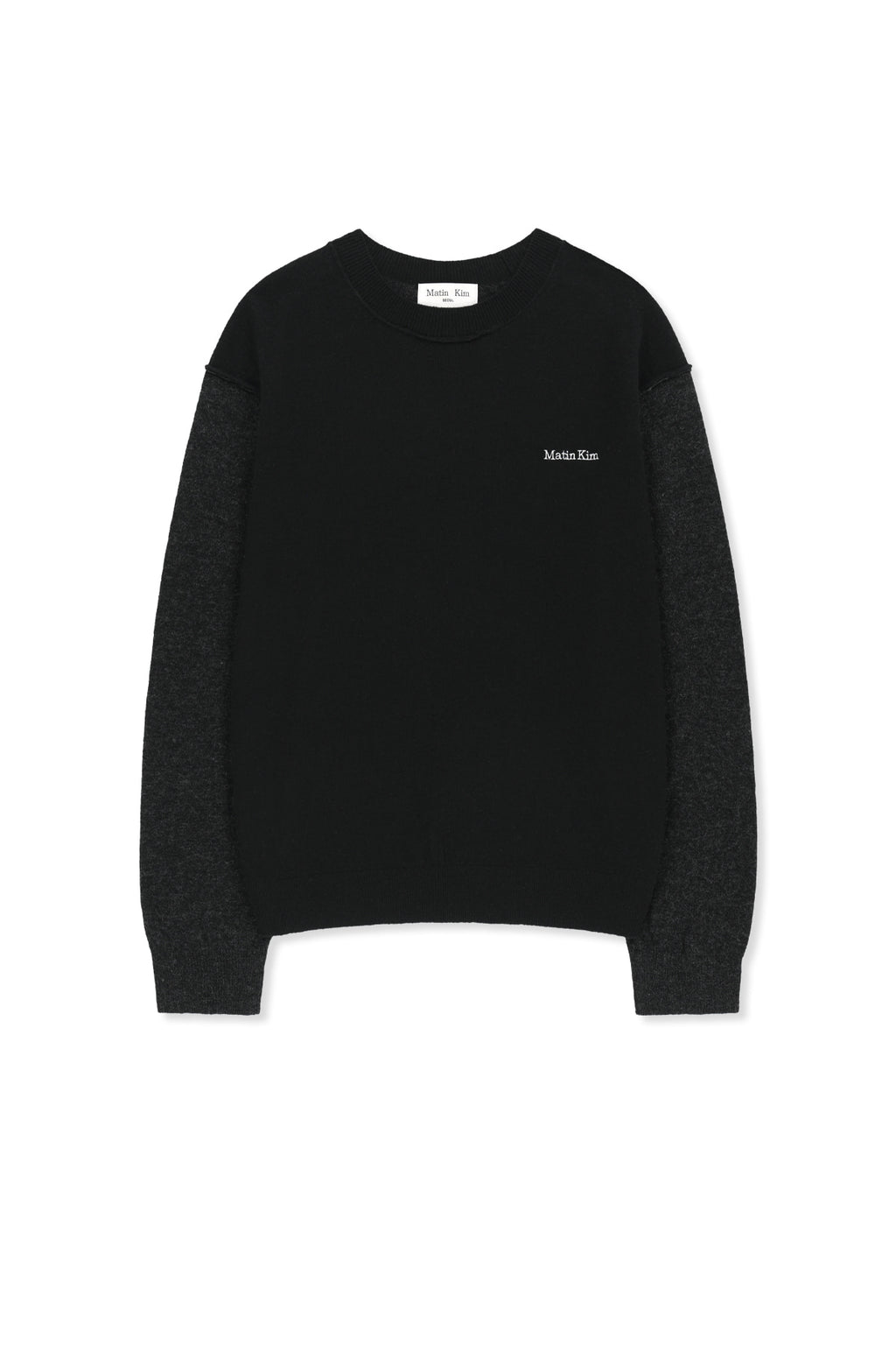 Matin Kim - [Pre-Order – Ships September 28] Cashmere Blended Panel Knit Pullover (Black) product image 12 | TRAB K-Fashion Australia