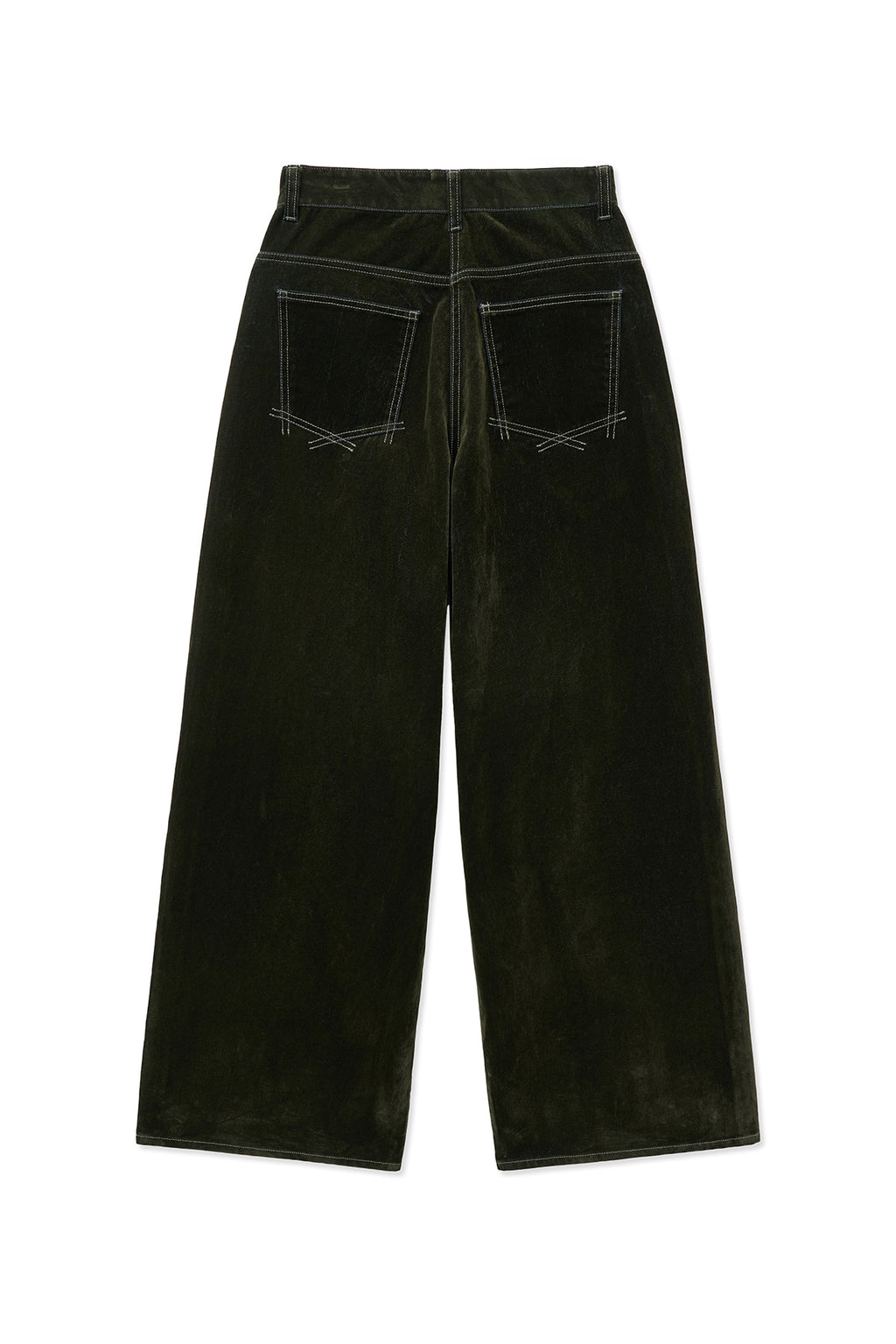 Matin Kim - Reverse Velvet Wide Denim Pants (Khaki) product image 3 | TRAB K-Fashion Australia