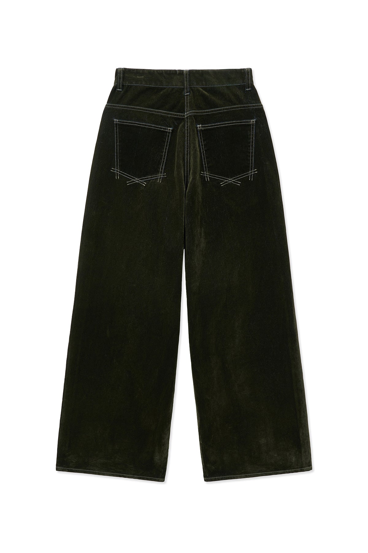 Matin Kim - Reverse Velvet Wide Denim Pants (Khaki) product image 3 | TRAB K-Fashion Australia