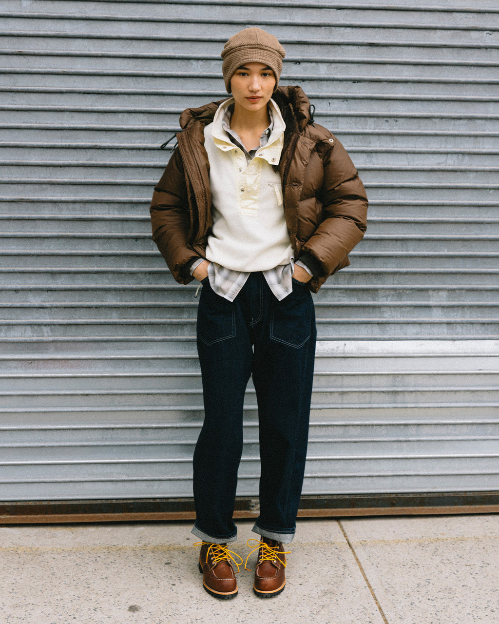 Eastlogue - Alpine Half Zip-up Fleece Jumper (Cream) product image 2 | TRAB K-Fashion Australia