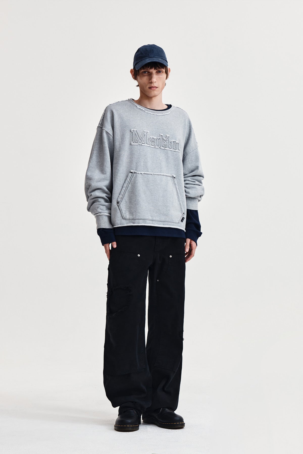 Matin Kim - Raw Cut Applique Sweatshirt (Grey) product image 15 | TRAB K-Fashion Australia