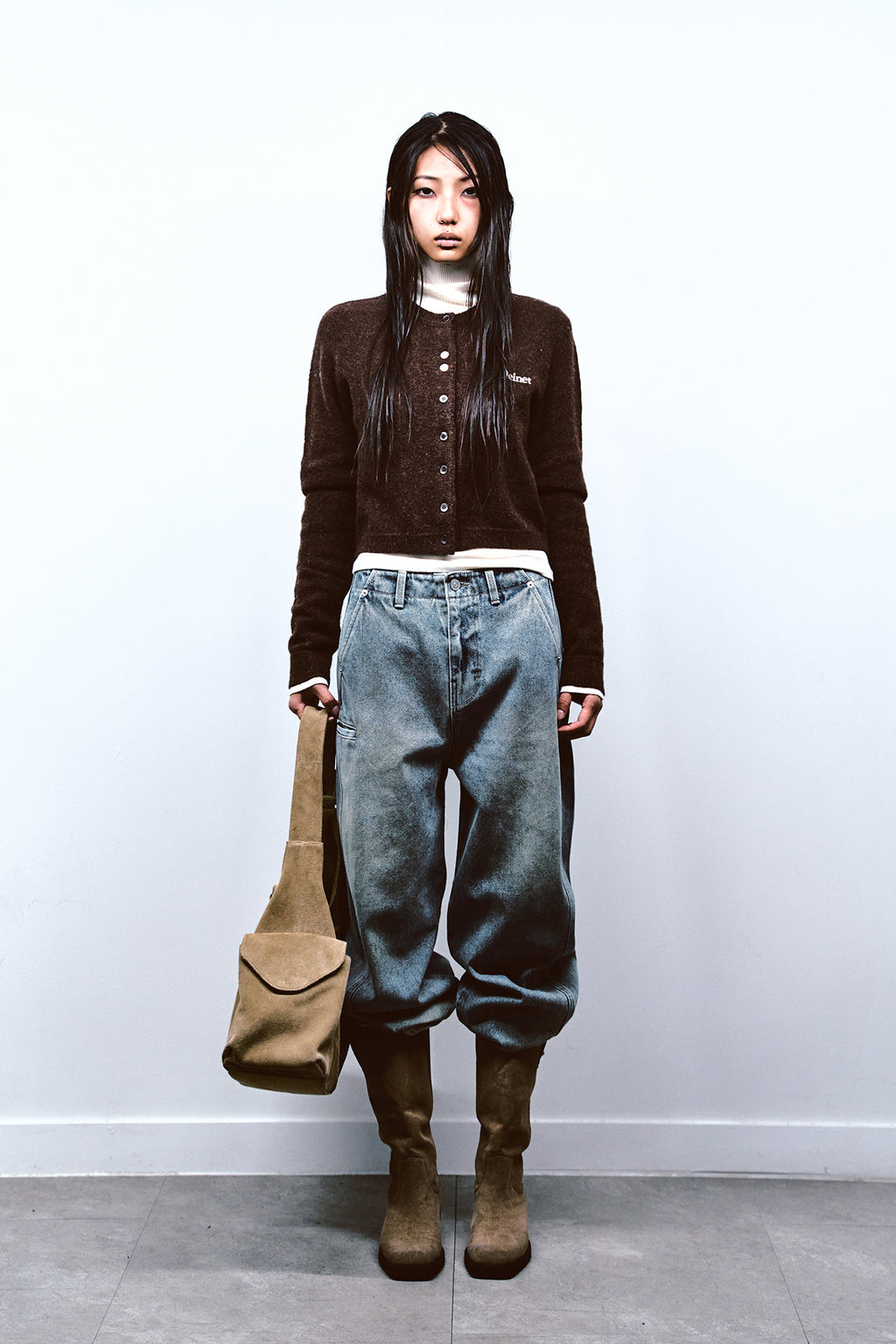 Deinet - Alpaca Round Knit Cardigan (Brown) product image 1 | TRAB K-Fashion Australia