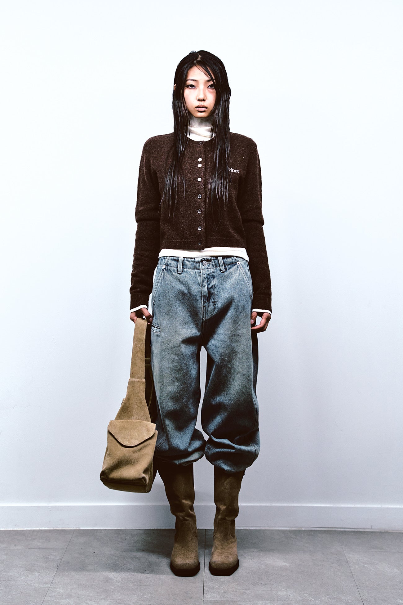Deinet - Alpaca Round Knit Cardigan (Brown) product image 1 | TRAB K-Fashion Australia