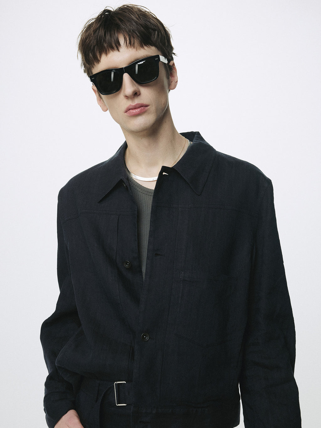 Tonywack - Washed Linen Trucker Jacket Italian Fabric (Dark Navy) product image 1 | TRAB K-Fashion Australia