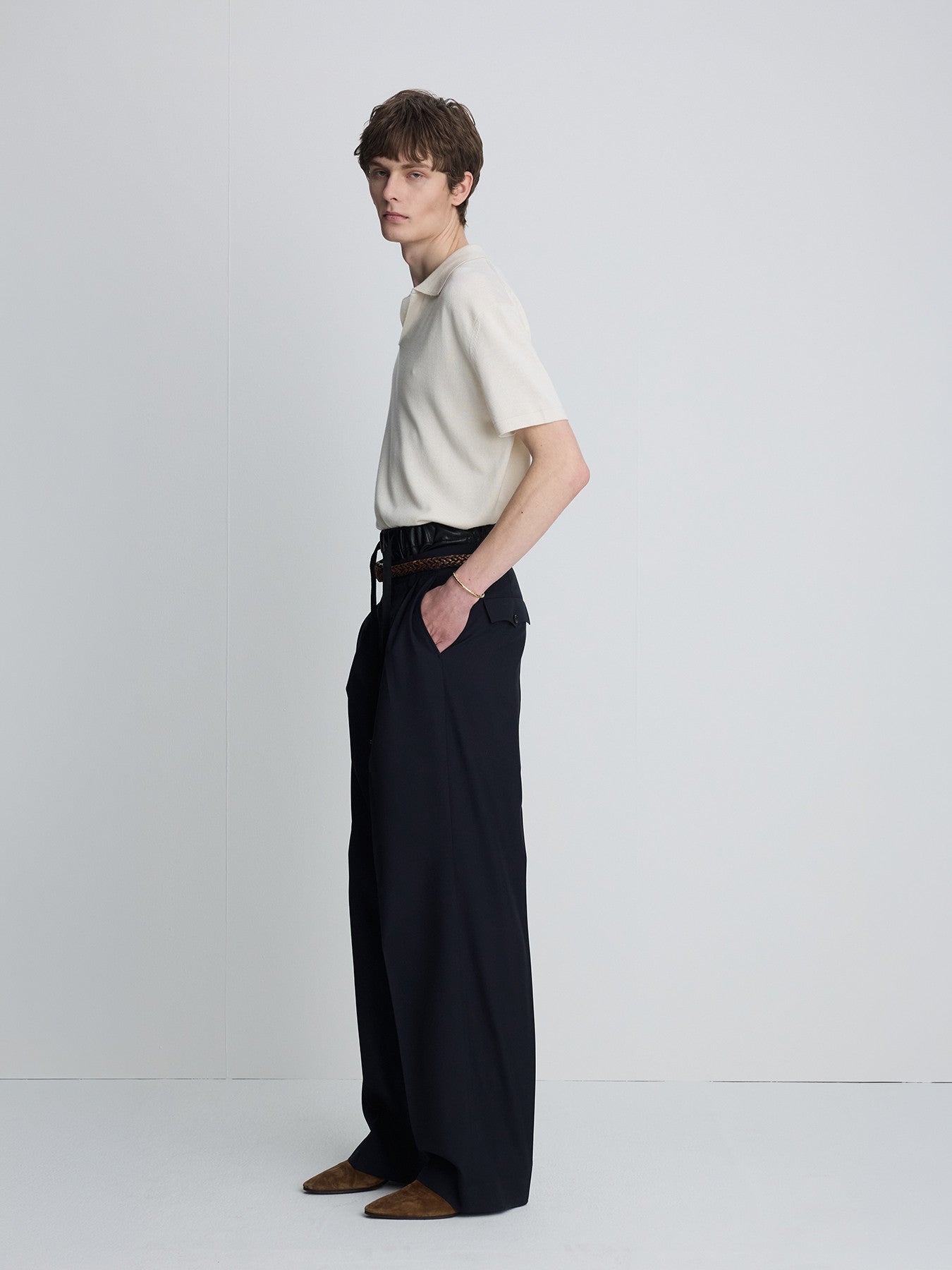 Tonywack - Silk Cashmere Open Collar Knit (Ecru) product image 3 | TRAB K-Fashion Australia