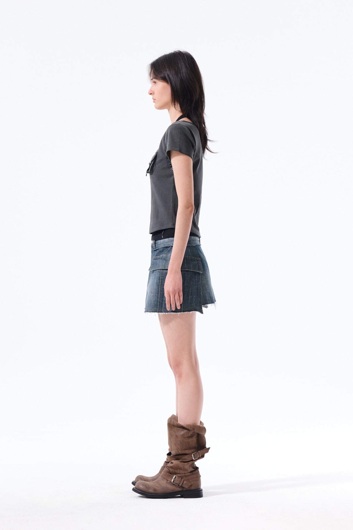 Matin Kim - Pocket Point Slim Fit Top (Charcoal) product image 6 | TRAB K-Fashion Australia