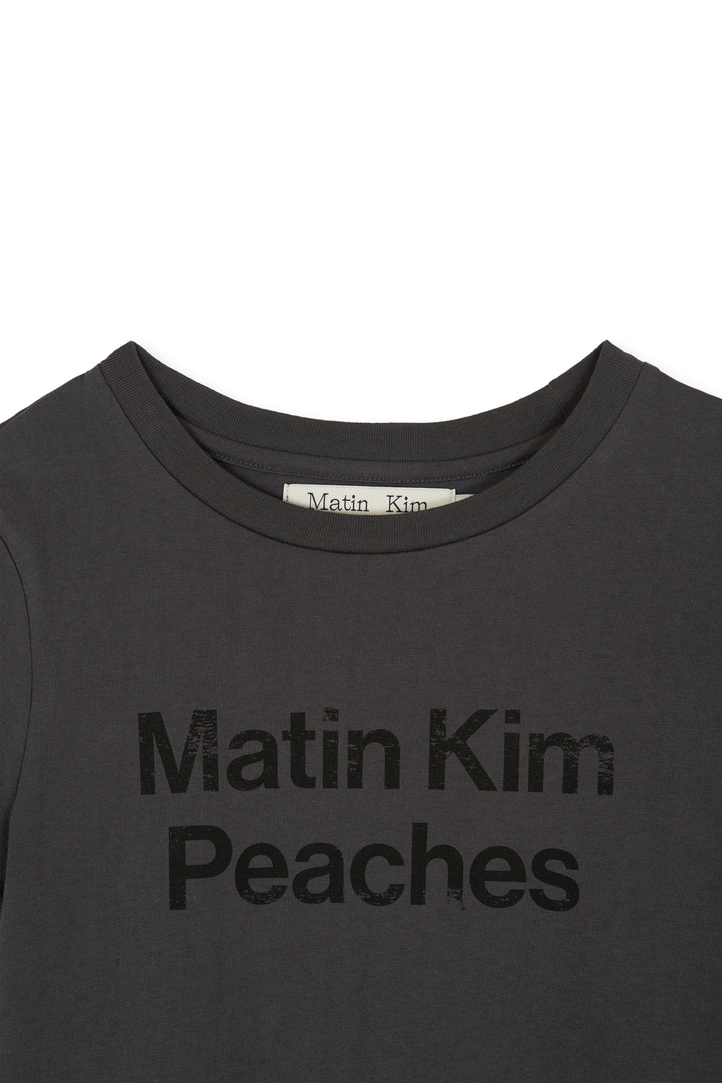 Matin Kim - Peaches Logo Graphic Crop Top (Charcoal) product image 4 | TRAB K-Fashion Australia