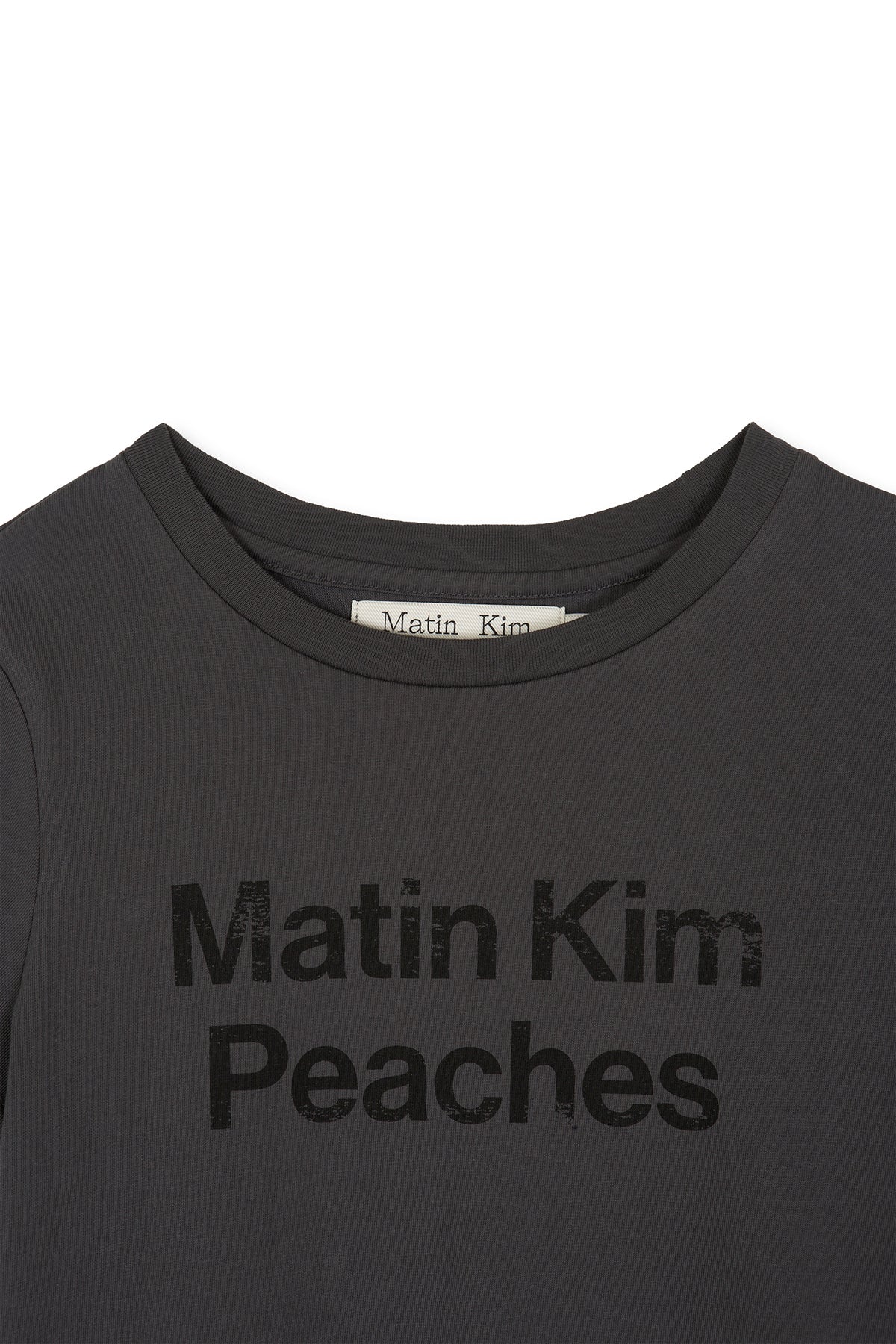 Matin Kim - Peaches Logo Graphic Crop Top (Charcoal) product image 4 | TRAB K-Fashion Australia