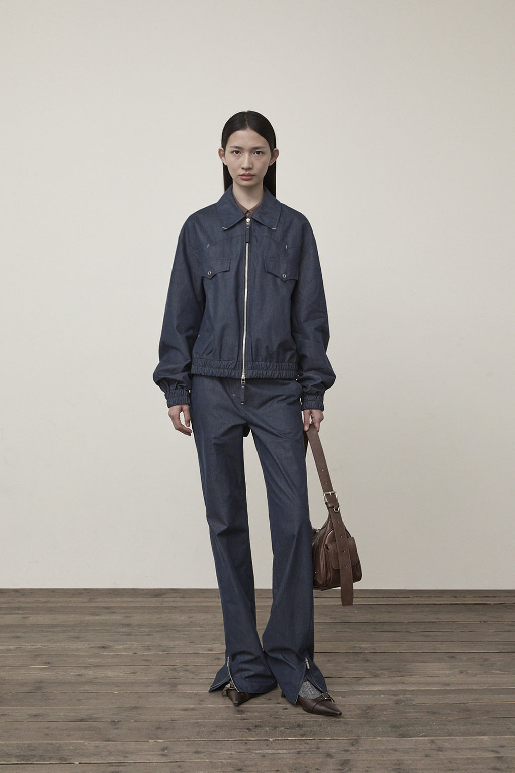 Matin Kim - Western Detail Denim Like Blouson (Navy) product image 8 | TRAB K-Fashion Australia