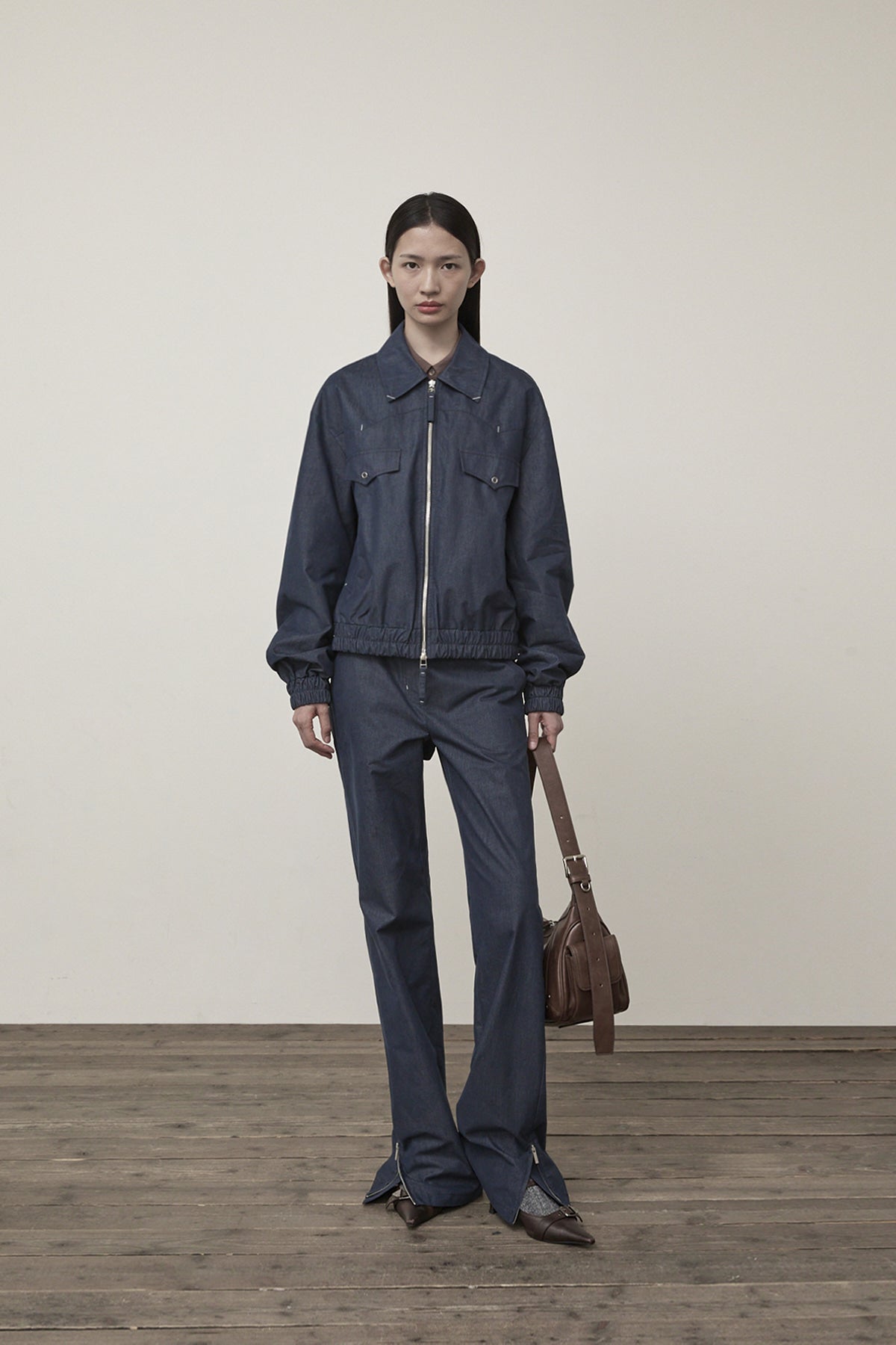 Matin Kim - Western Detail Denim Like Blouson (Navy) product image 8 | TRAB K-Fashion Australia