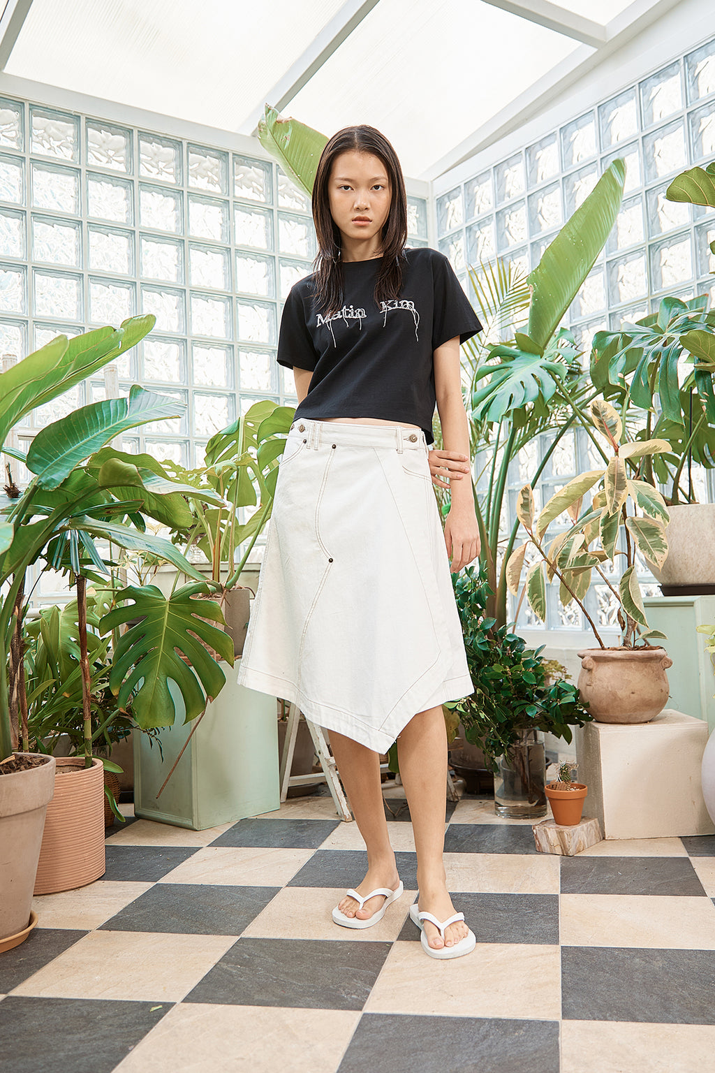 Matin Kim - Logo Thread Point Crop Top (Black) product image 10 | TRAB K-Fashion Australia