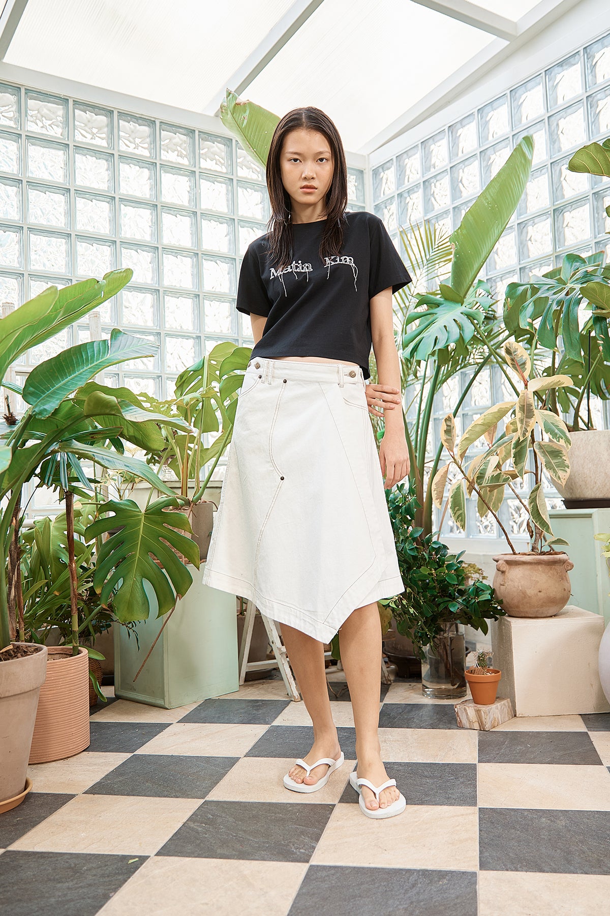 Matin Kim - Logo Thread Point Crop Top (Black) product image 10 | TRAB K-Fashion Australia