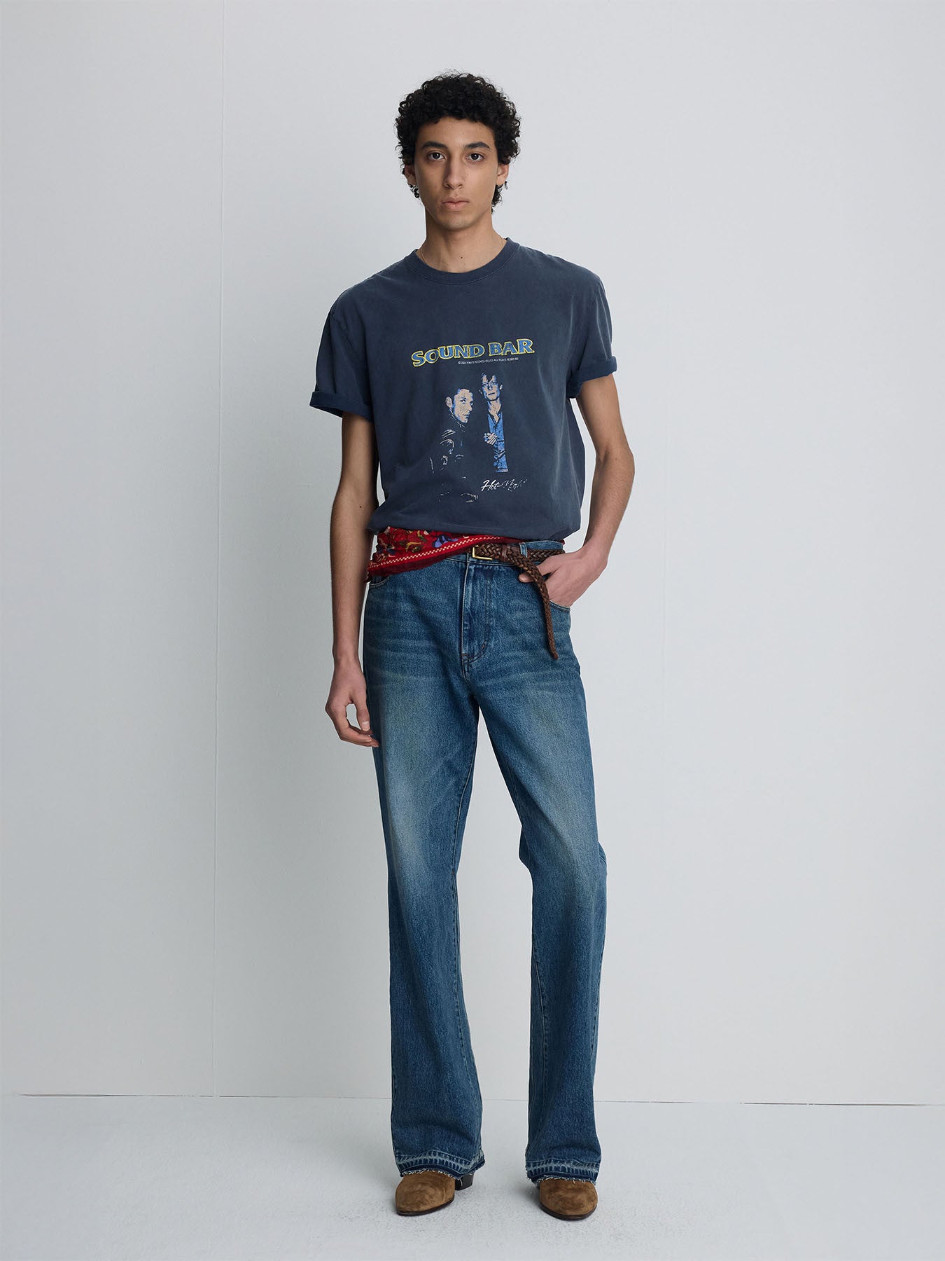 Tonywack - Garment-Dyed Sound Bar T-Shirt (Faded Navy) product image 2 | TRAB K-Fashion Australia