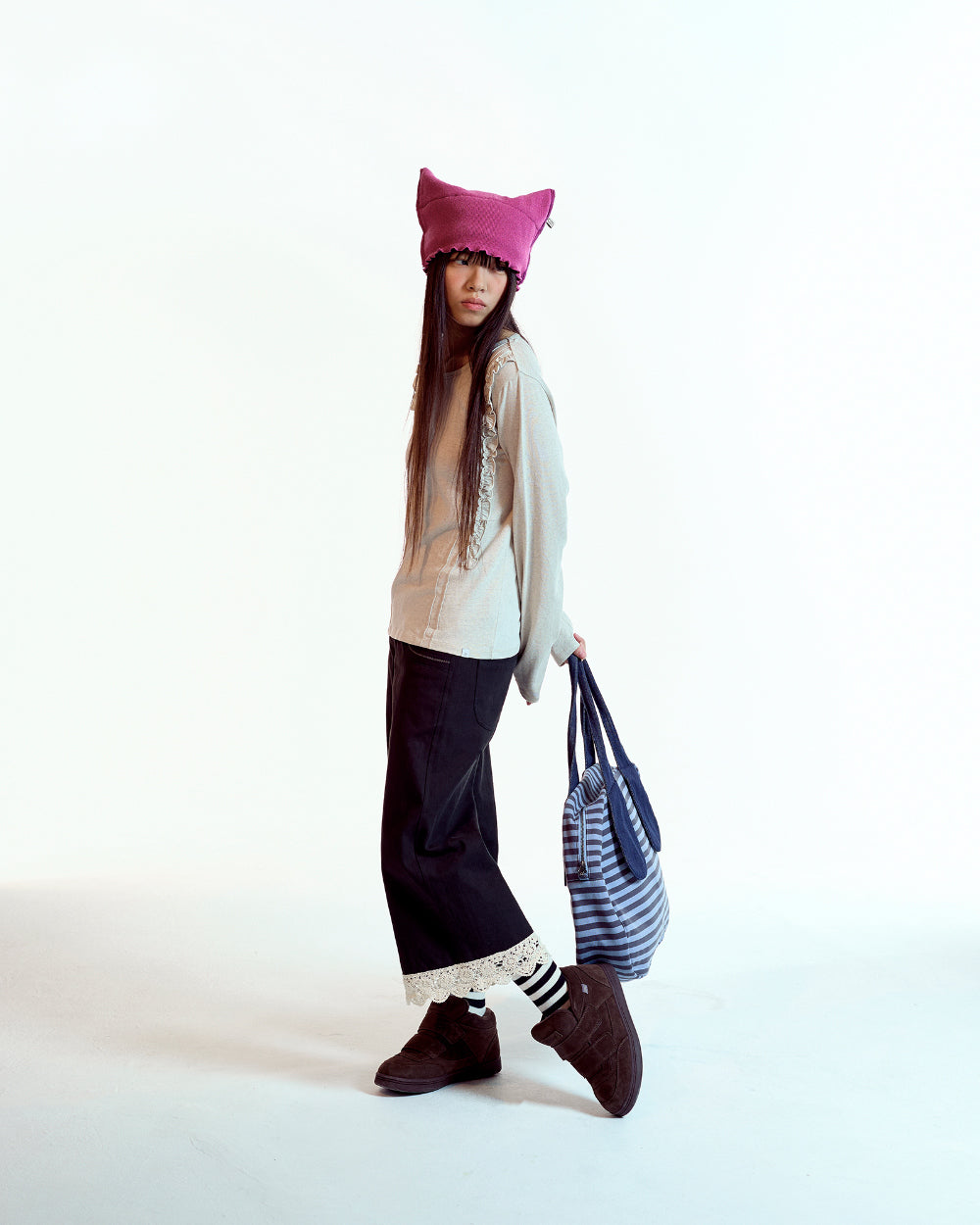 Coyseio - Double Ruffle Long Sleeve (Oatmeal) product image 5 | TRAB K-Fashion Australia