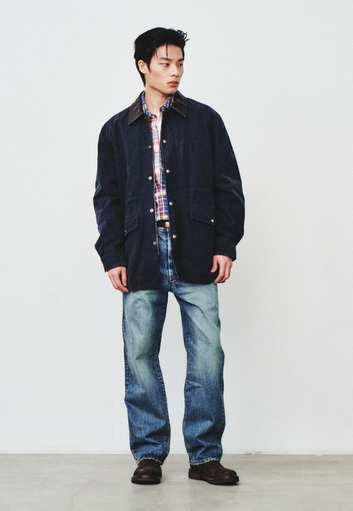 Art if acts - Leather Collar Garment Field Jacket (Faded Navy) product image 4 | TRAB K-Fashion Australia