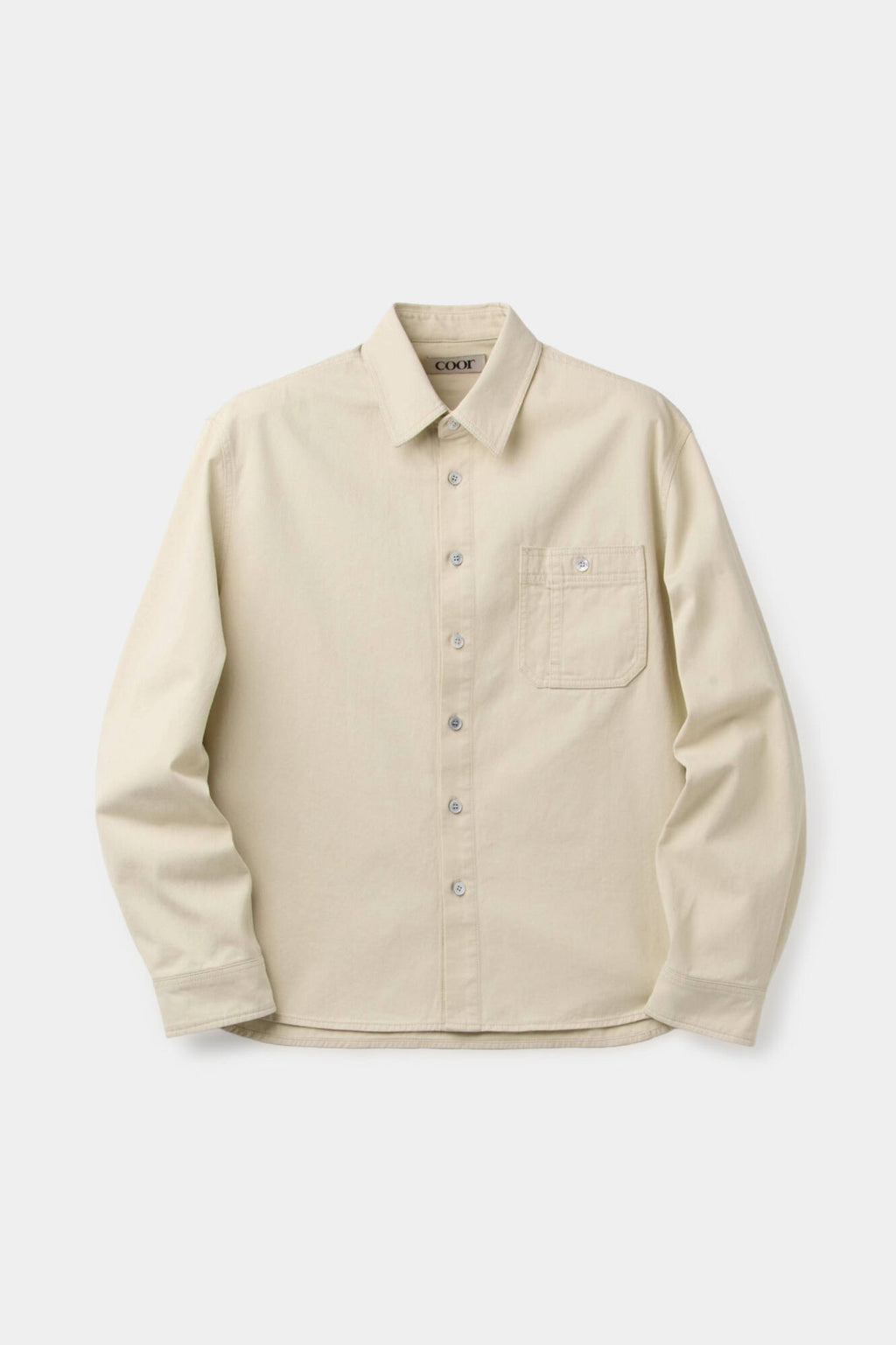 Coor - Single Pocket Washed Cotton Shirt (Beige) product image 1 | TRAB K-Fashion Australia