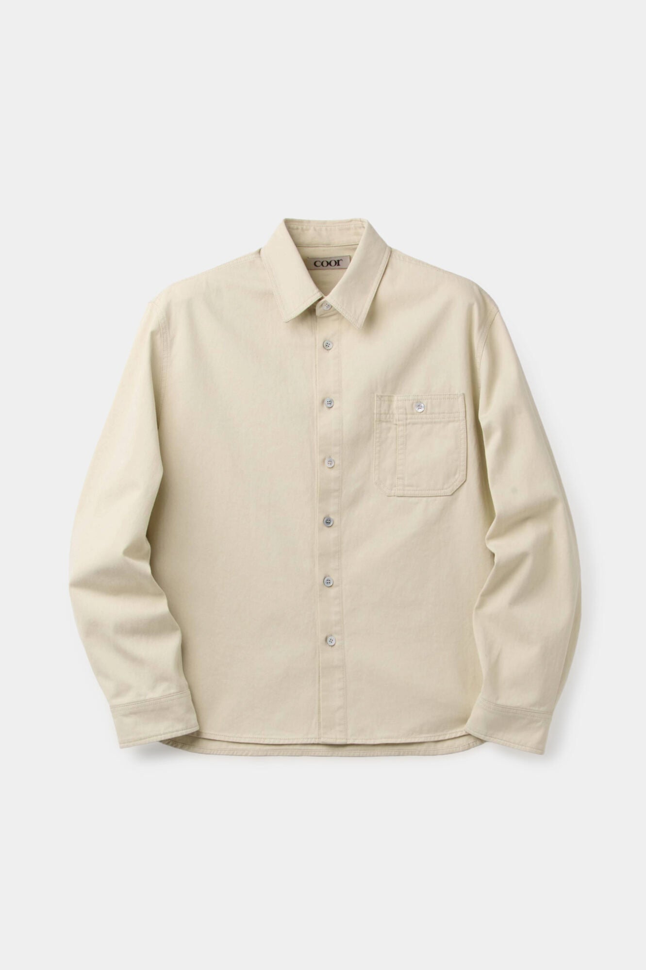 Coor - Single Pocket Washed Cotton Shirt (Beige) product image 1 | TRAB K-Fashion Australia