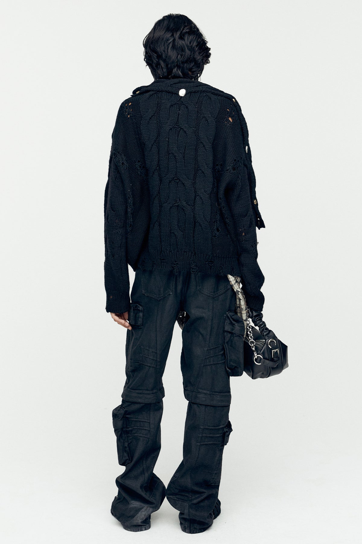 Andersson Bell - Fisherman Button Crew-Neck Sweater (Black) product image 2 | TRAB K-Fashion Australia
