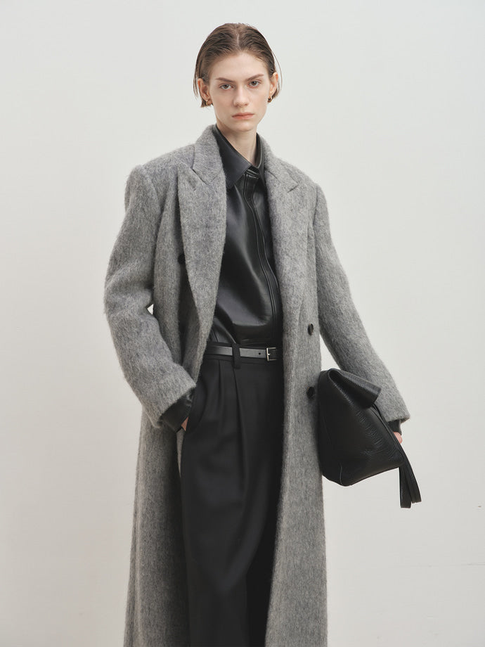 Tonywack - Soft Wool Alpaca Double-Breasted Coat (Melange Grey) product image 5 | TRAB K-Fashion Australia