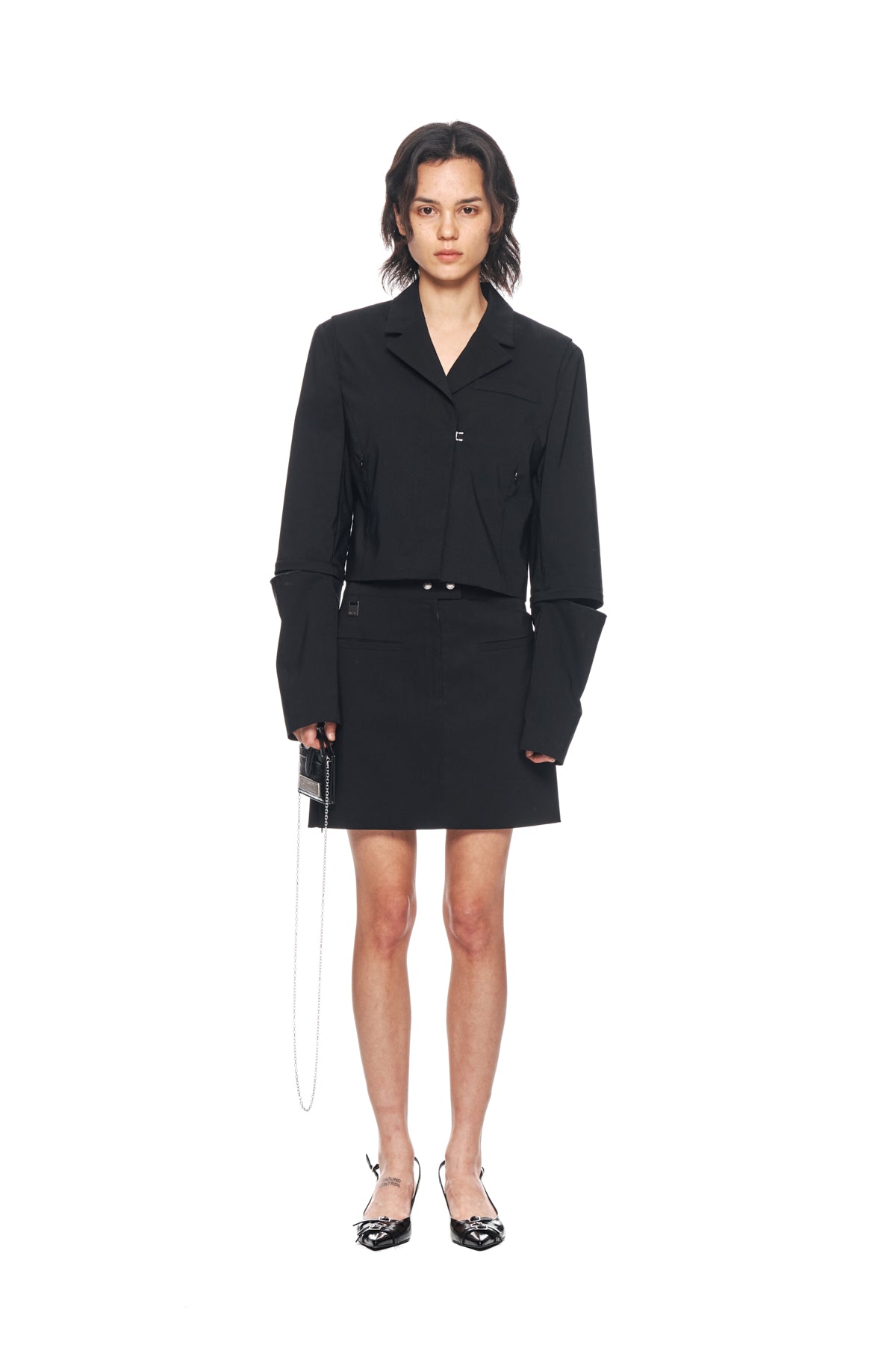 Matin Kim - Zipper Point Linen Mini Skirt (Black) product image 5 | TRAB K-Fashion Australia