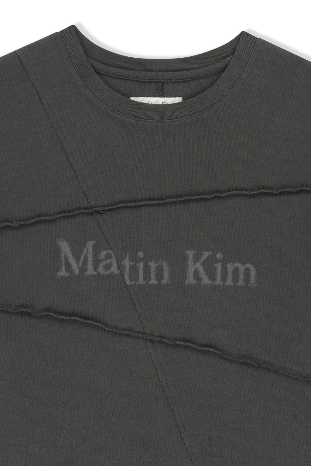 Matin Kim - Diagonal Cut Logo Top (Charcoal) product image 3 | TRAB K-Fashion Australia