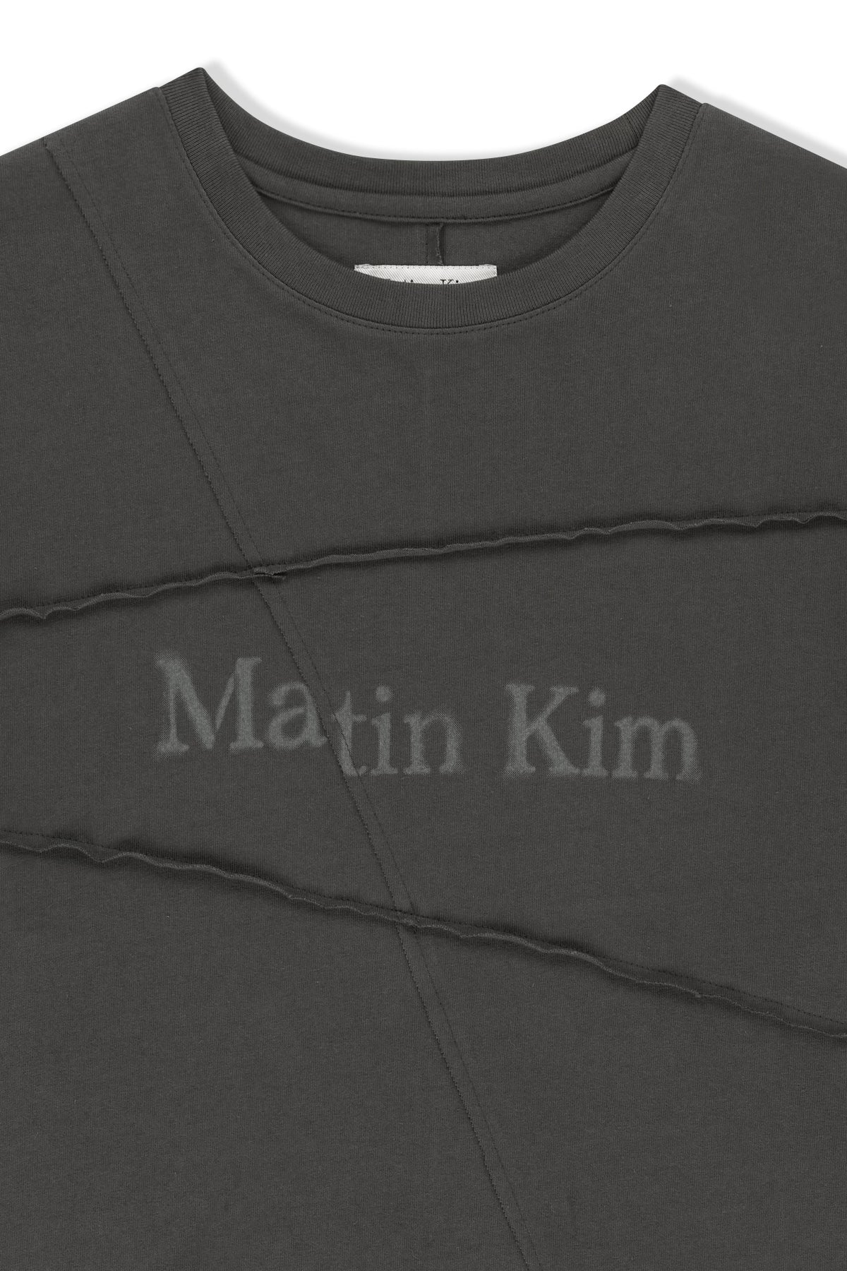 Matin Kim - Diagonal Cut Logo Top (Charcoal) product image 3 | TRAB K-Fashion Australia
