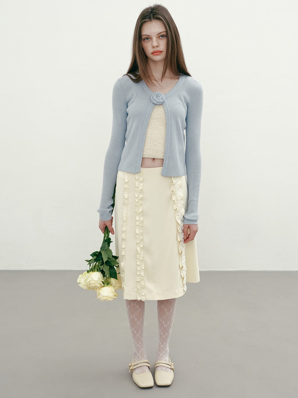 Margarin Fingers - Lace Ruffle Skirt (Cream) product image 1 | TRAB K-Fashion Australia