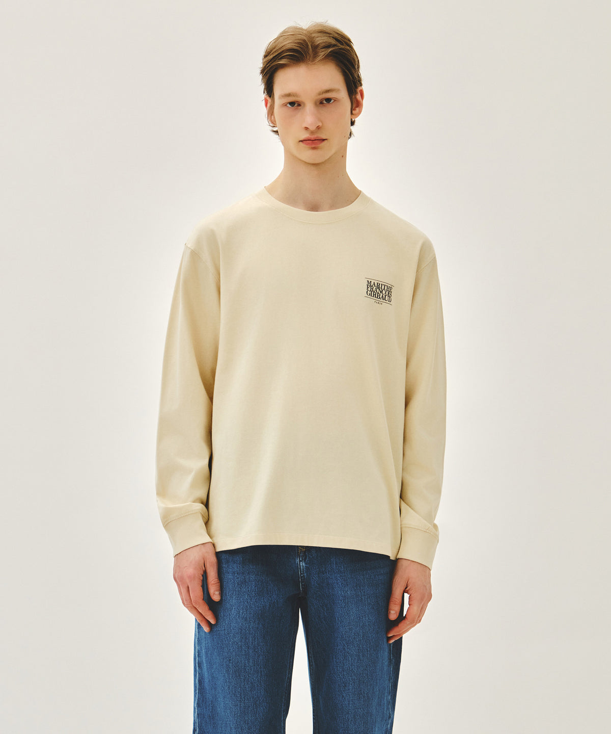 Marithe & Francois Girbaud - Back Classic Logo Long Sleeve Tee (Butter) product image 1 | TRAB K-Fashion Australia
