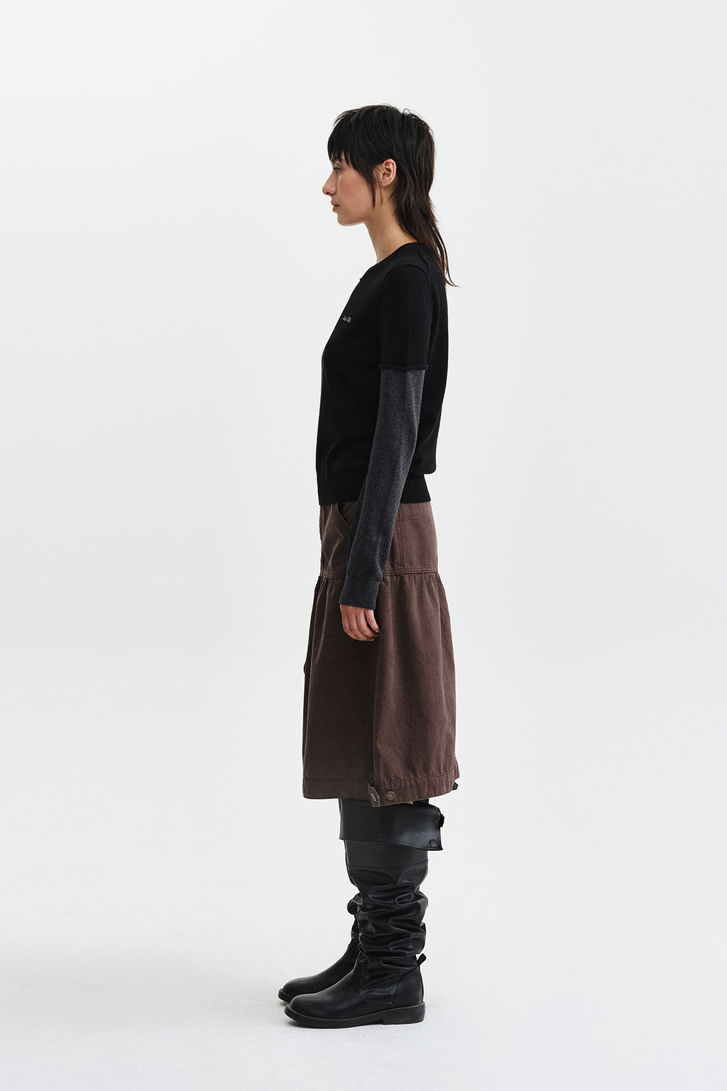 Matin Kim - Vintage Pocket Midi Skirt (Brown) product image 8 | TRAB K-Fashion Australia