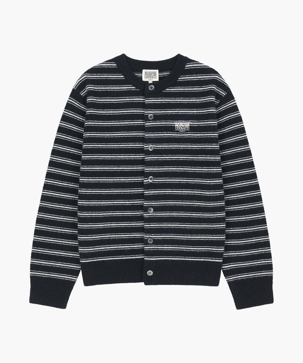 Marithe & Francois Girbaud - Premium Small Classic Logo Wool Round Neck Cardigan (Navy) product image 5 | TRAB K-Fashion Australia