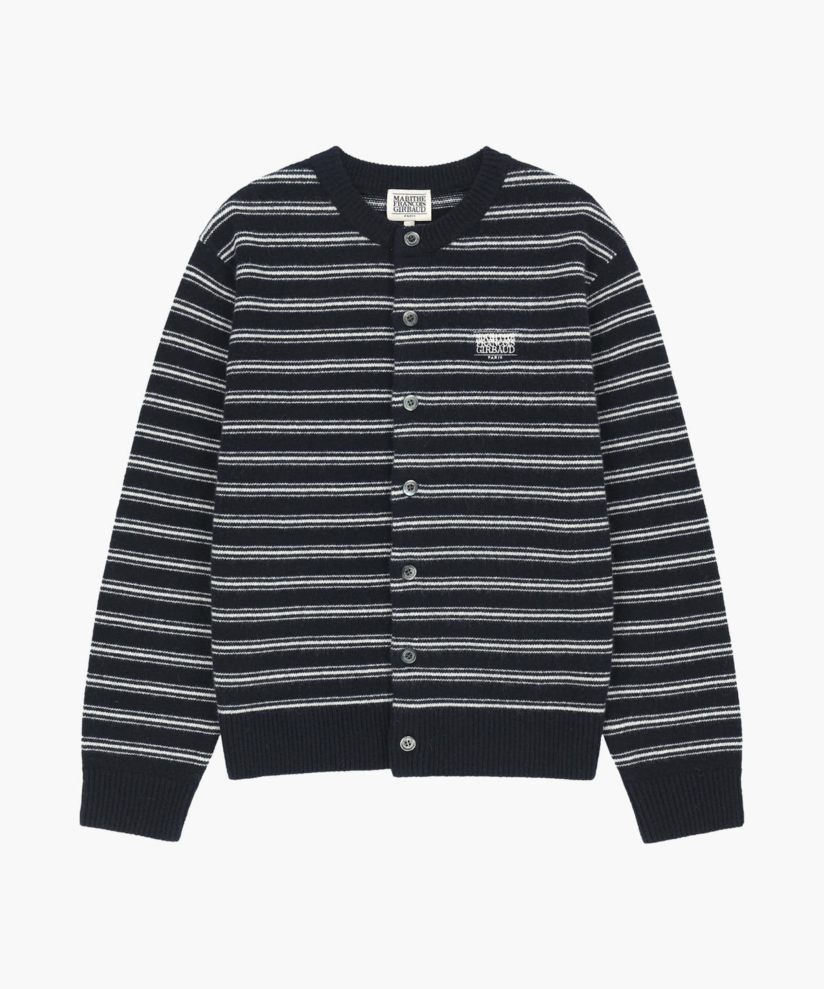 Marithe & Francois Girbaud - Premium Small Classic Logo Wool Round Neck Cardigan (Navy) product image 5 | TRAB K-Fashion Australia