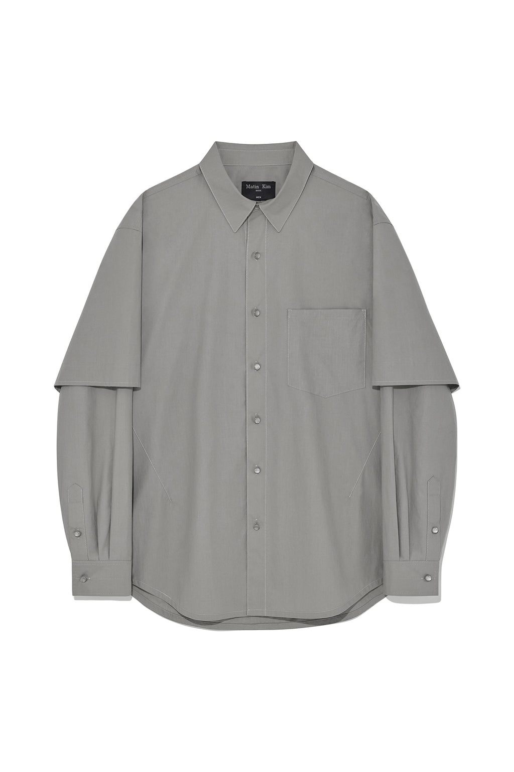 Matin Kim - Stitch Point Layered Shirt (Khaki Grey) product image 1 | TRAB K-Fashion Australia