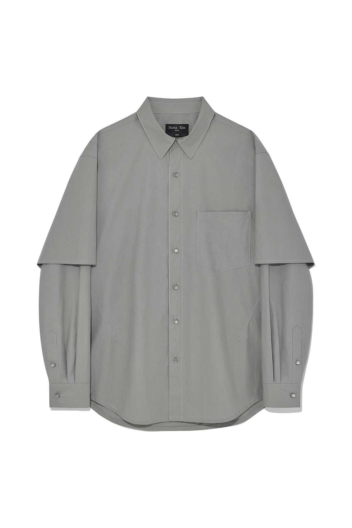 Matin Kim - Stitch Point Layered Shirt (Khaki Grey) product image 1 | TRAB K-Fashion Australia