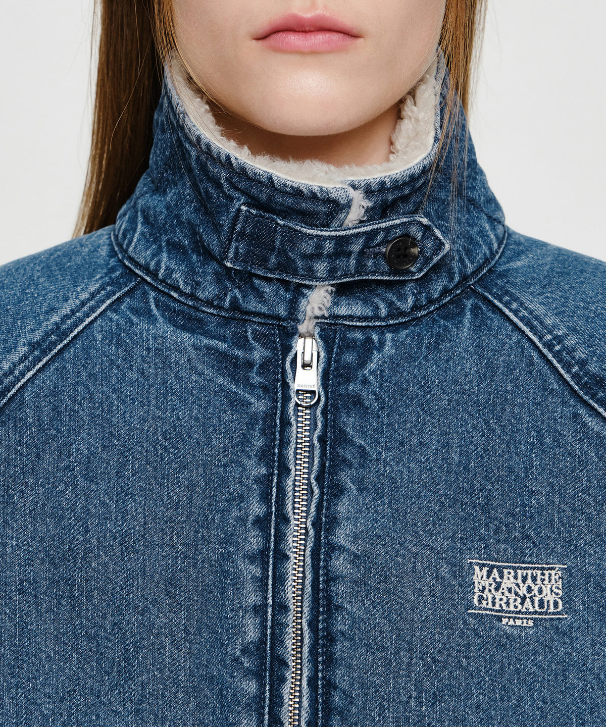 Marithe & Francois Girbaud - [Pre-order – Ships 30 Sep] Fleece Contrast Denim Jacket (Blue) product image 4 | TRAB K-Fashion Australia