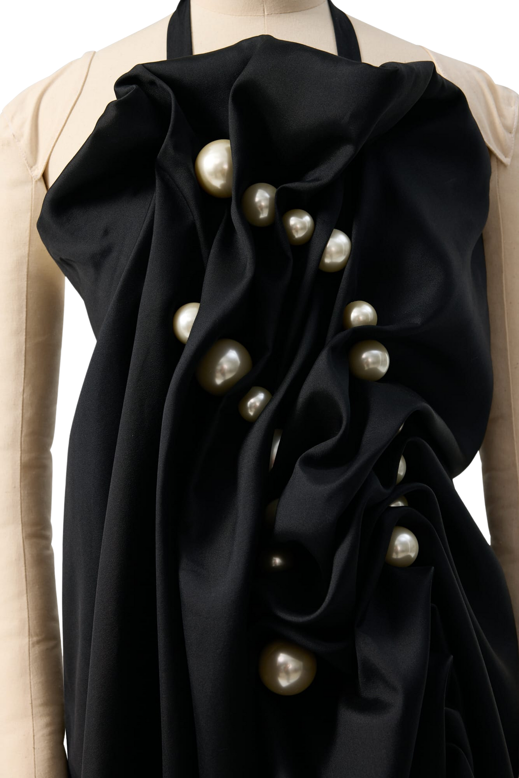 Kimhe Kim - Pearl Beads Wool-Silk Draped Apron (Black) product image 8 | TRAB K-Fashion Australia