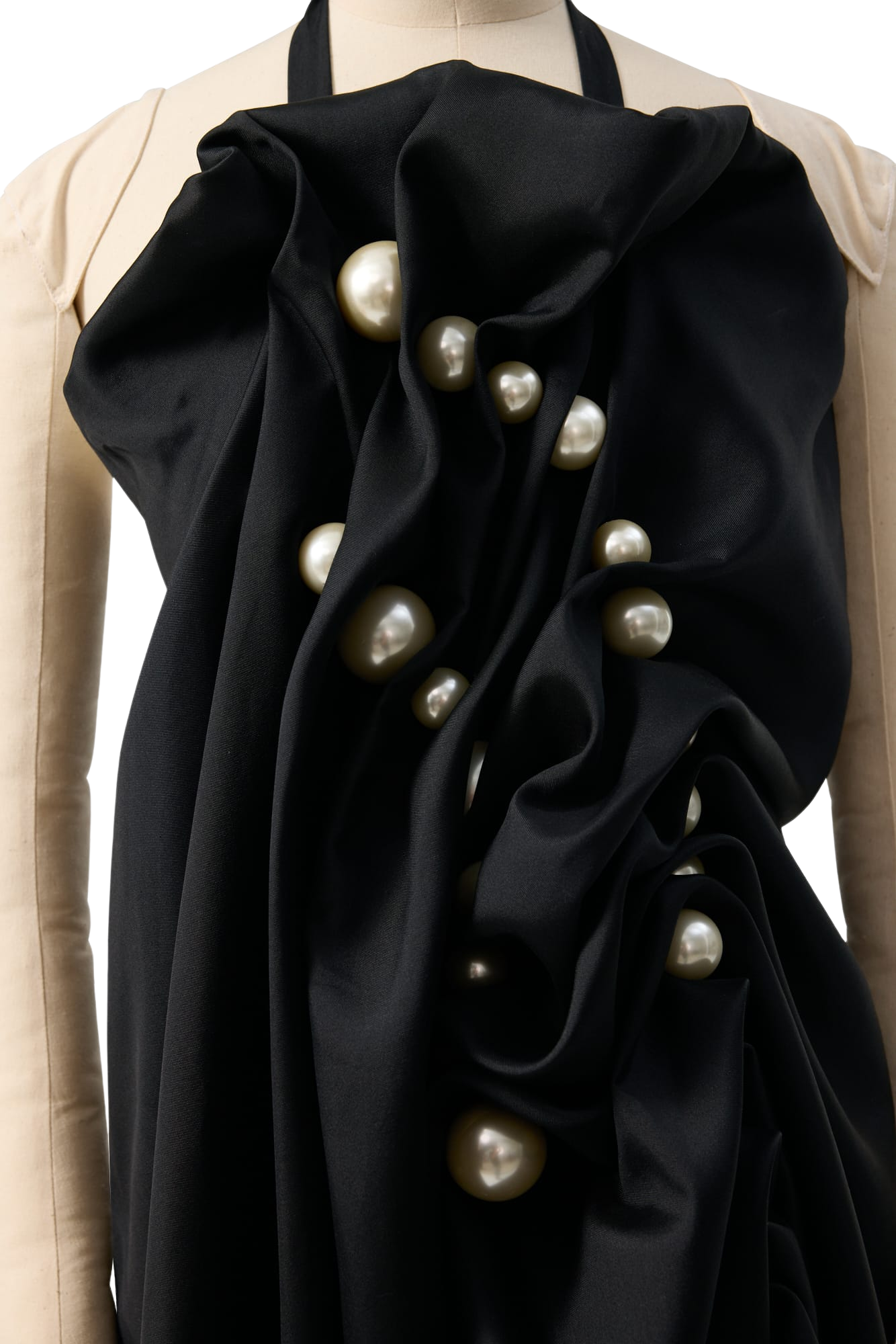 Kimhe Kim - Pearl Beads Wool-Silk Draped Apron (Black) product image 8 | TRAB K-Fashion Australia