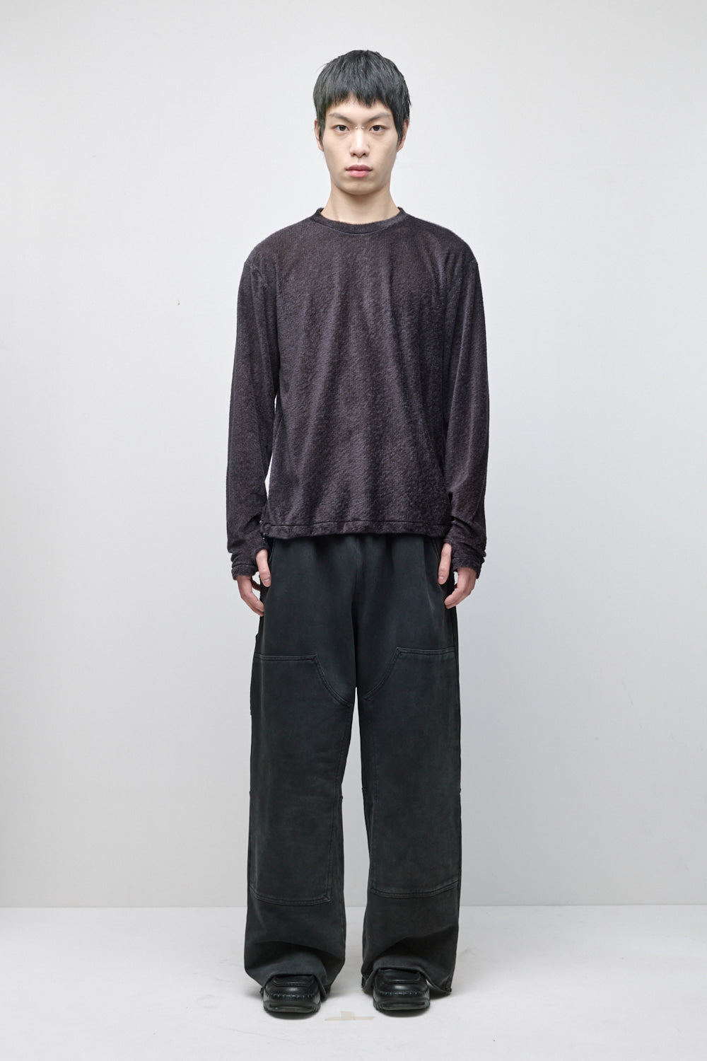 Hatchingroom - Fuzzy Mesh Tee (Charcoal) product image 7 | TRAB K-Fashion Australia