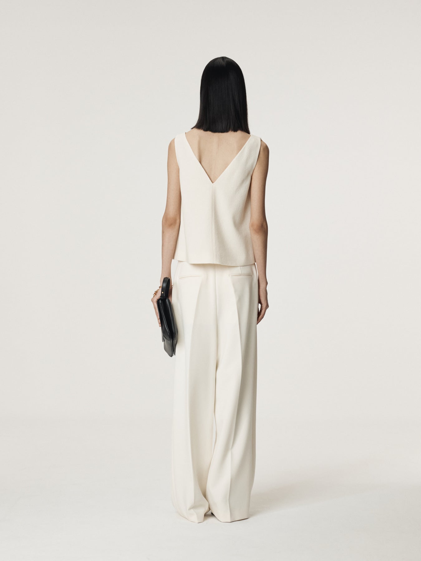 Recto - Wool Tweed V-Neck Top (Ivory) product image 4 | TRAB K-Fashion Australia