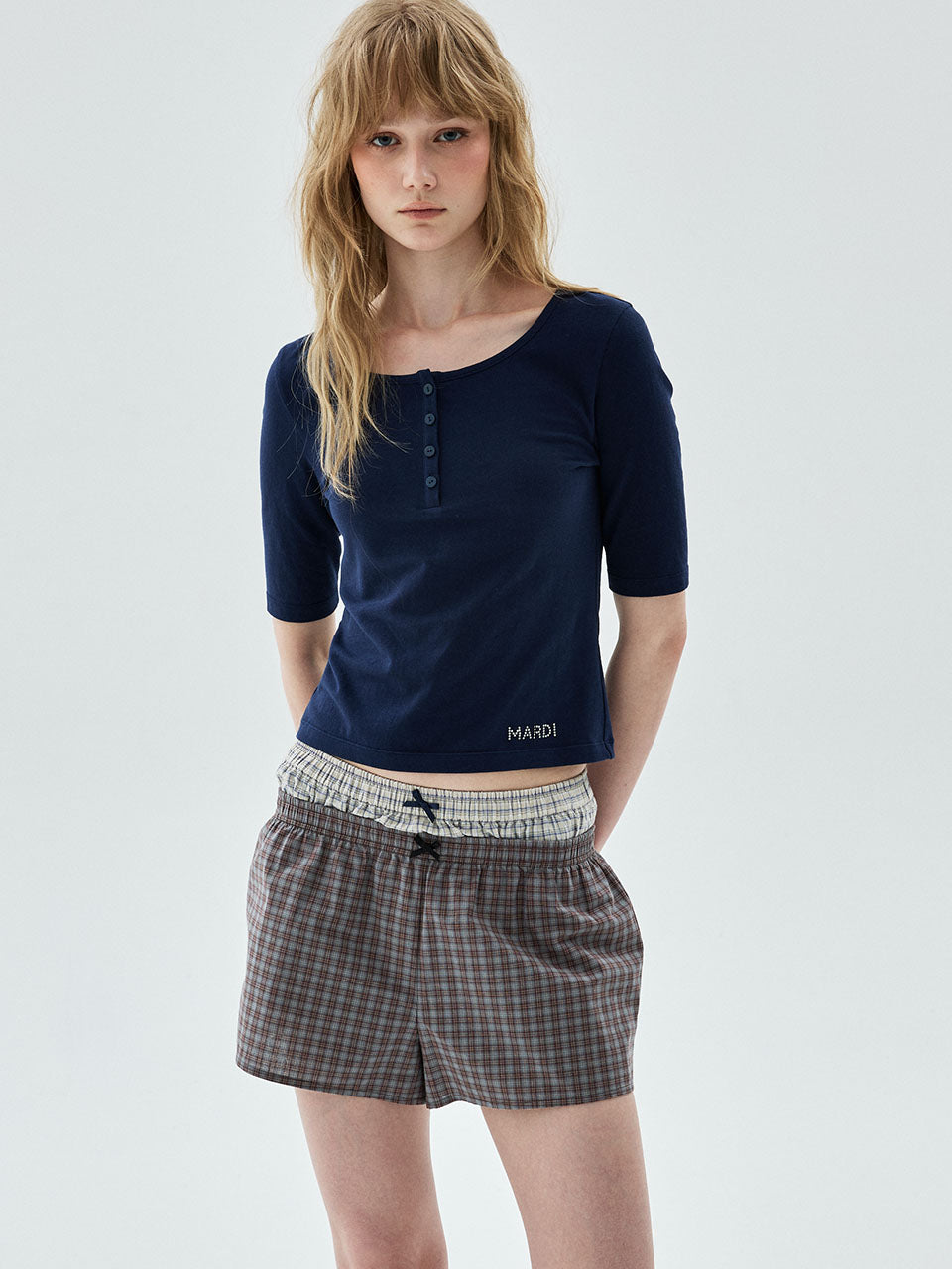 Mardi Mercredi - Layered Shorts 2-Pack (Brown Beige) product image 1 | TRAB K-Fashion Australia