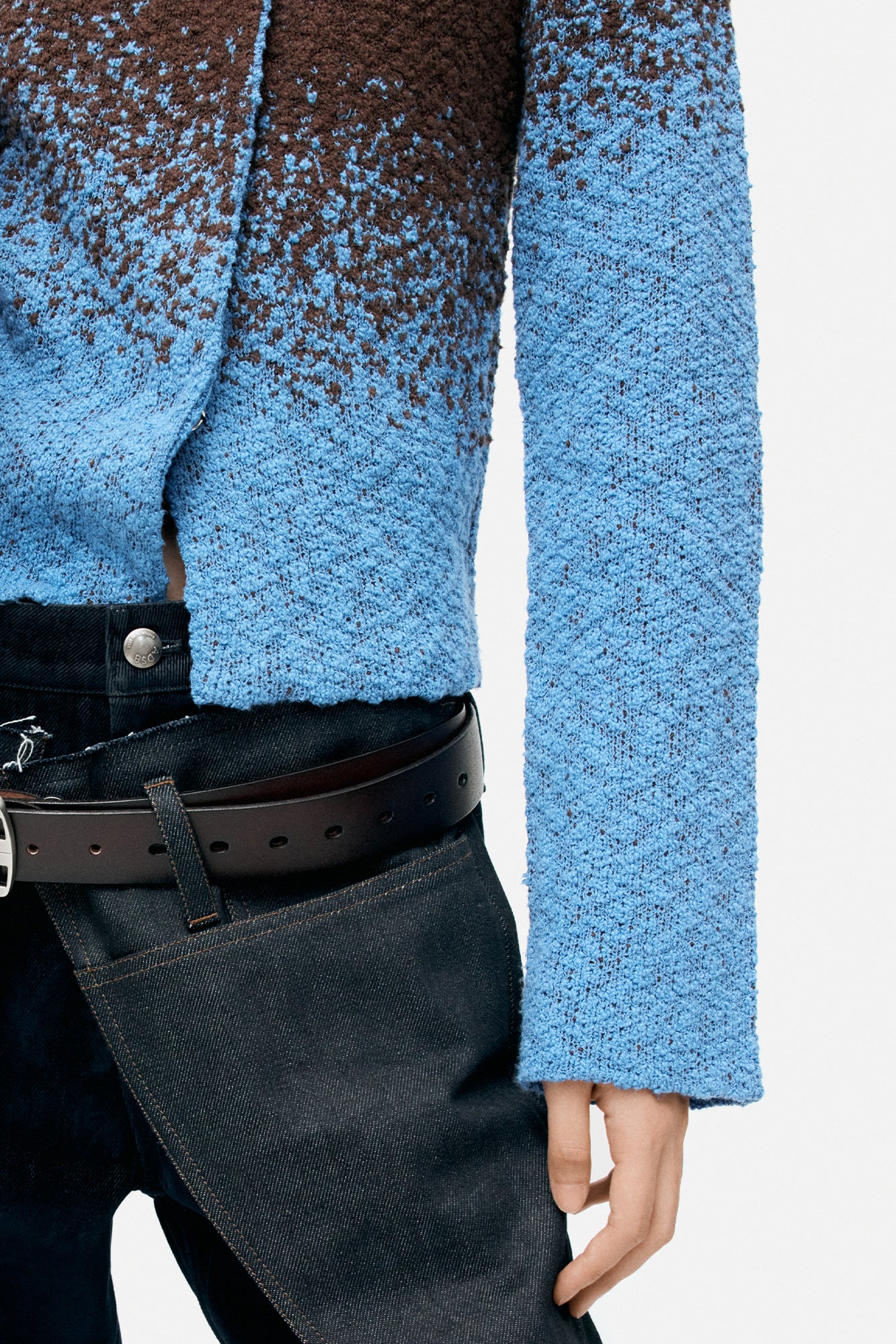 Andersson Bell - Flow Jaquard Short Cardigan (Blue/Brown) product image 5 | TRAB K-Fashion Australia