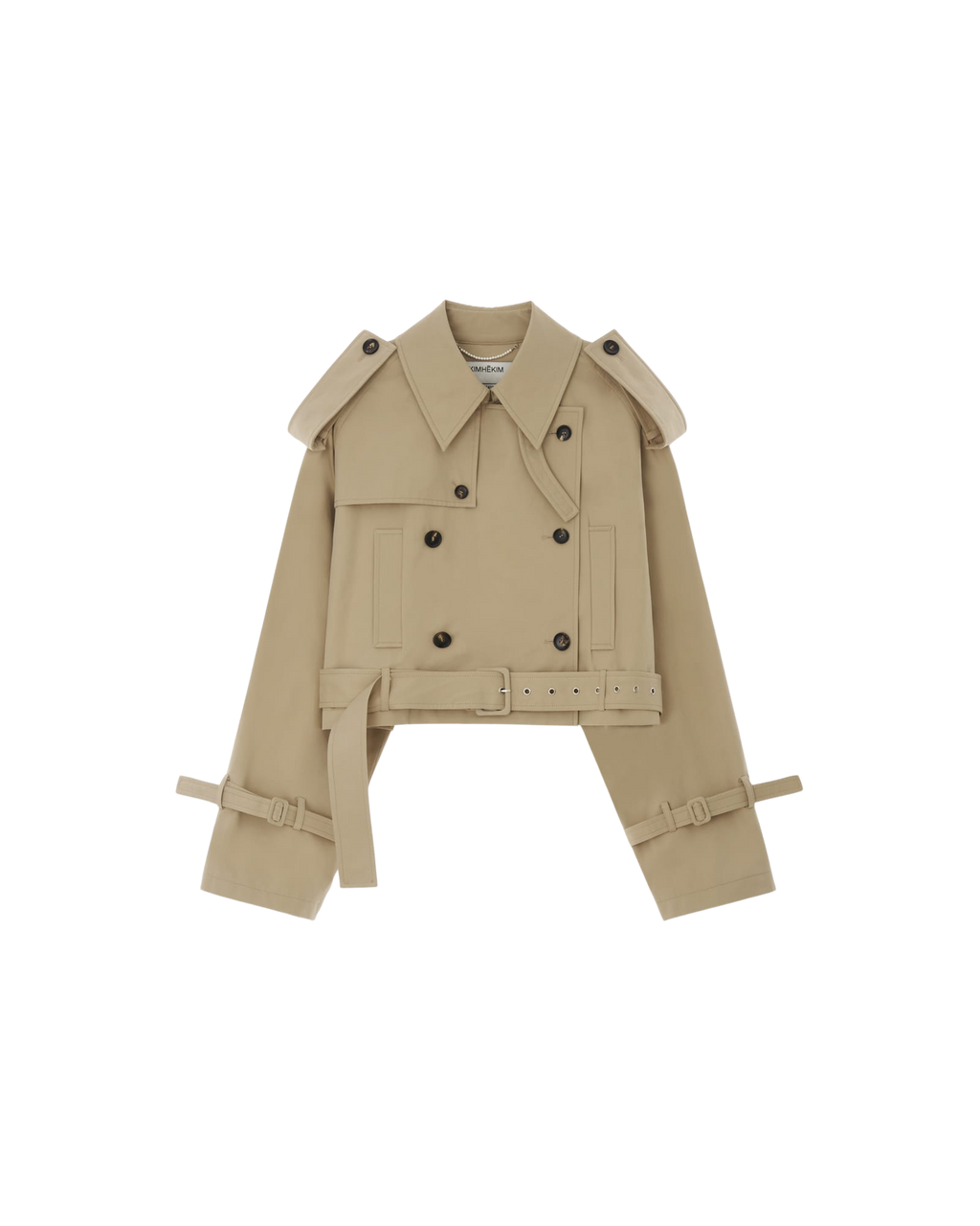 Kimhe Kim - Belted Crop Double Trench Jacket (Beige) product image 6 | TRAB K-Fashion Australia