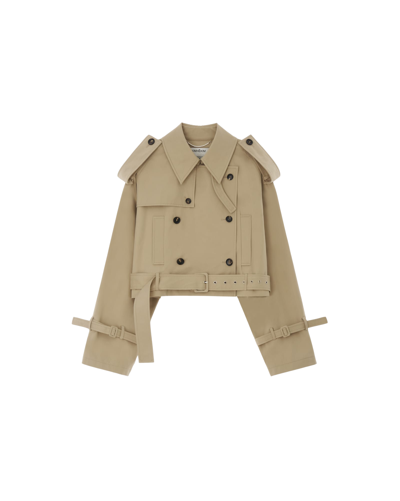 Kimhe Kim - Belted Crop Double Trench Jacket (Beige) product image 6 | TRAB K-Fashion Australia