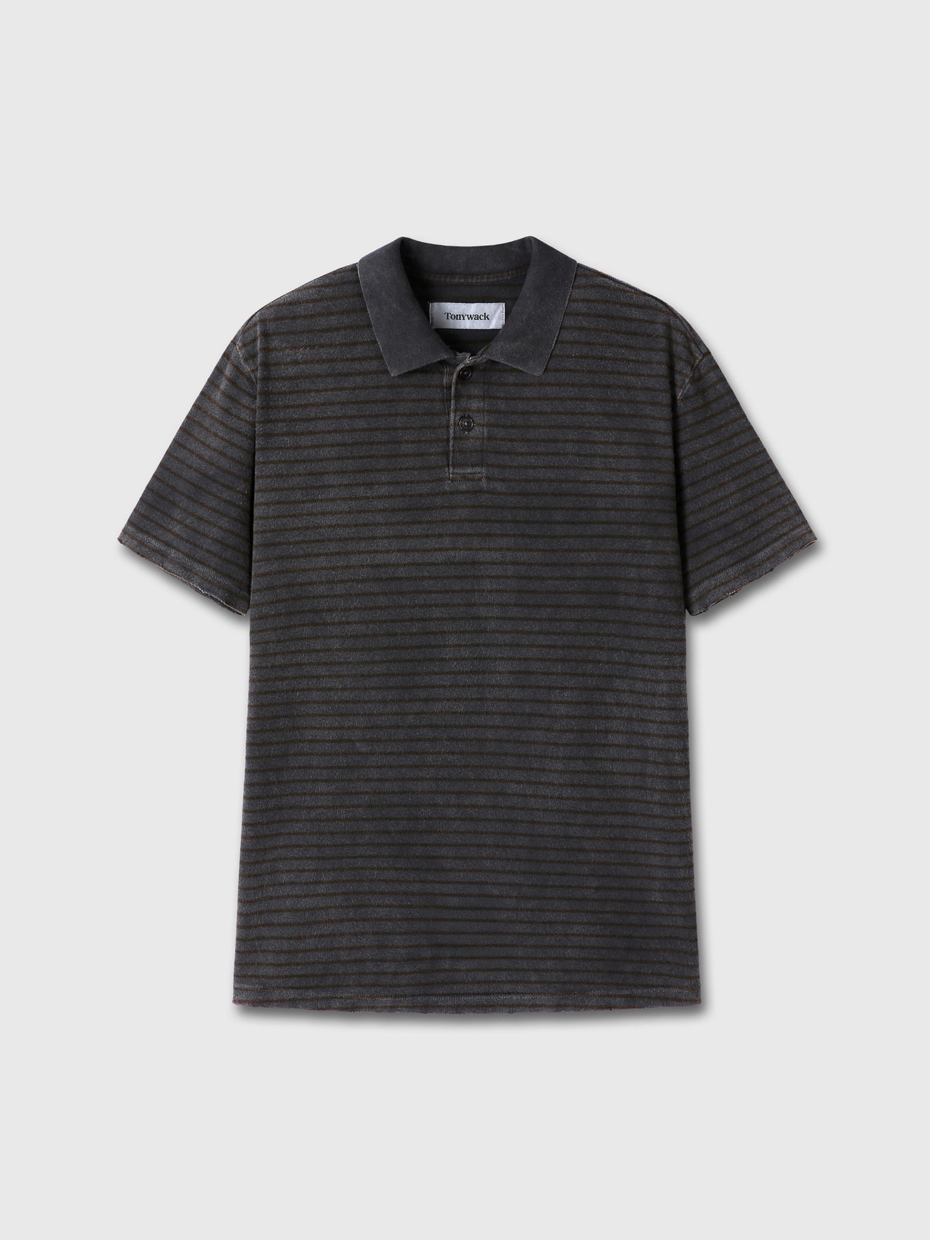 Tonywack - Garment Dyed Stripe Piqué Polo (Faded Black) product image 9 | TRAB K-Fashion Australia