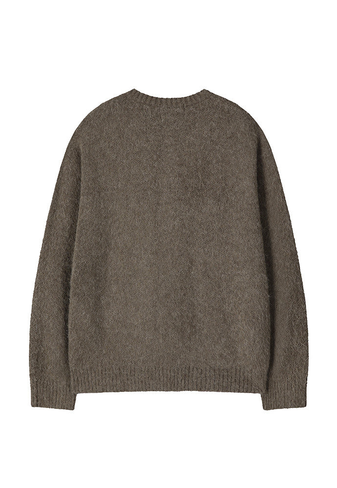 Art if acts - Alpaca Round Neck Cardigan (Mud) product image 7 | TRAB K-Fashion Australia