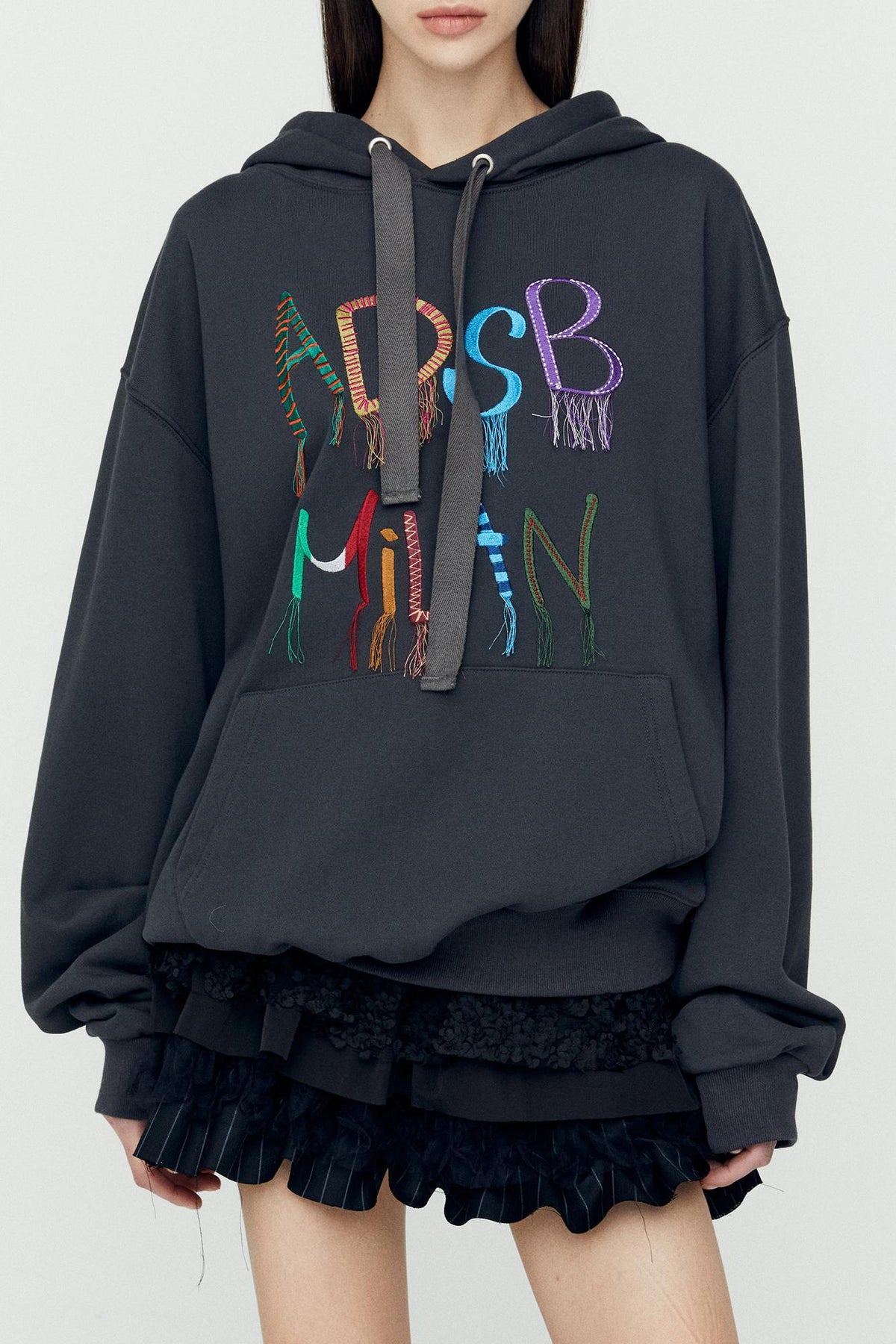 Andersson Bell - (essential) Unisex Adsb Milan Embroidery Hoodie (Charcoal) product image 6 | TRAB K-Fashion Australia