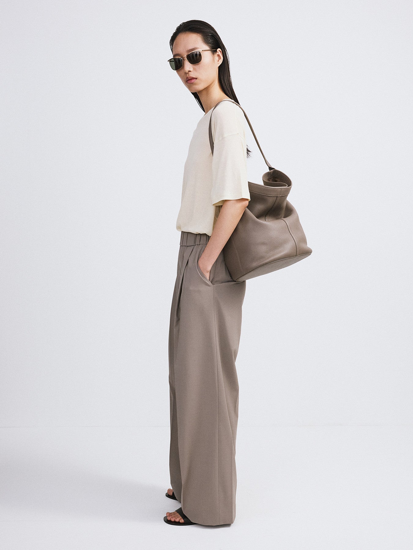 Recto - Banding Waist Wide Pants (Taupe Grey) product image 2 | TRAB K-Fashion Australia