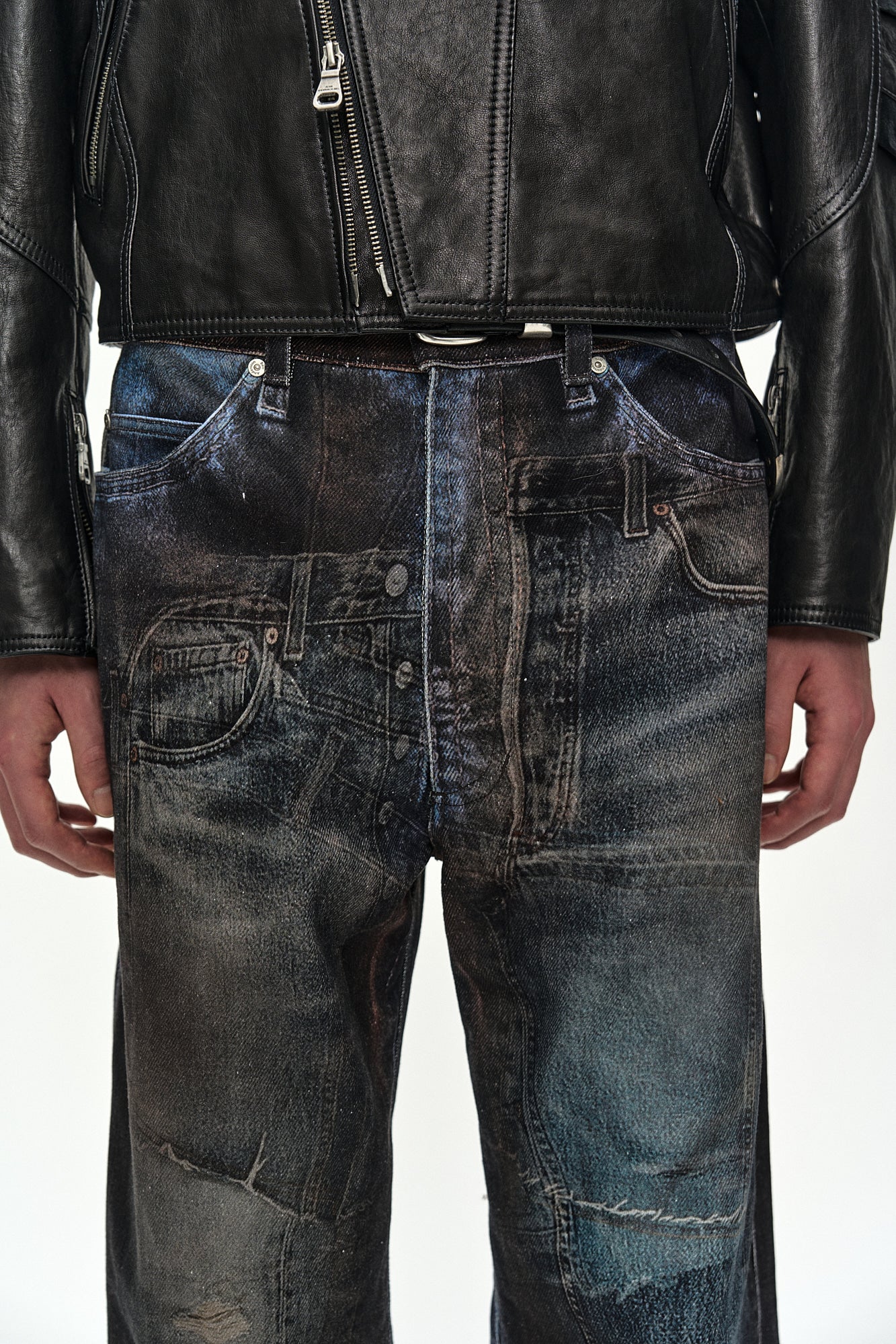 Andersson Bell - Unisex Illusion Patchwork Trompe L'oeil Jeans (blue) (Blue) product image 7 | TRAB K-Fashion Australia