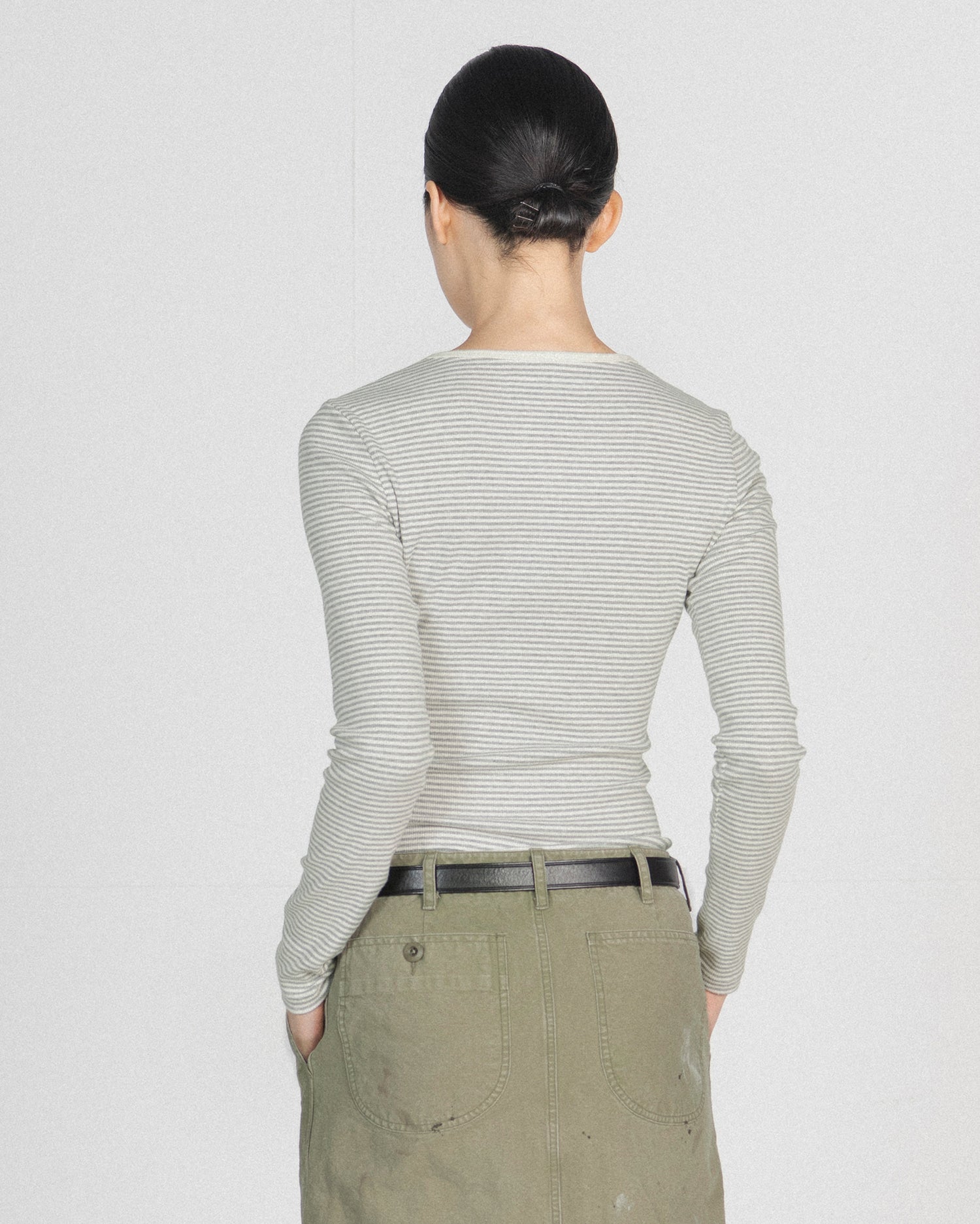 Brownyard - Henley Neck Long Sleeve (Light Grey Stripe) product image 5 | TRAB K-Fashion Australia